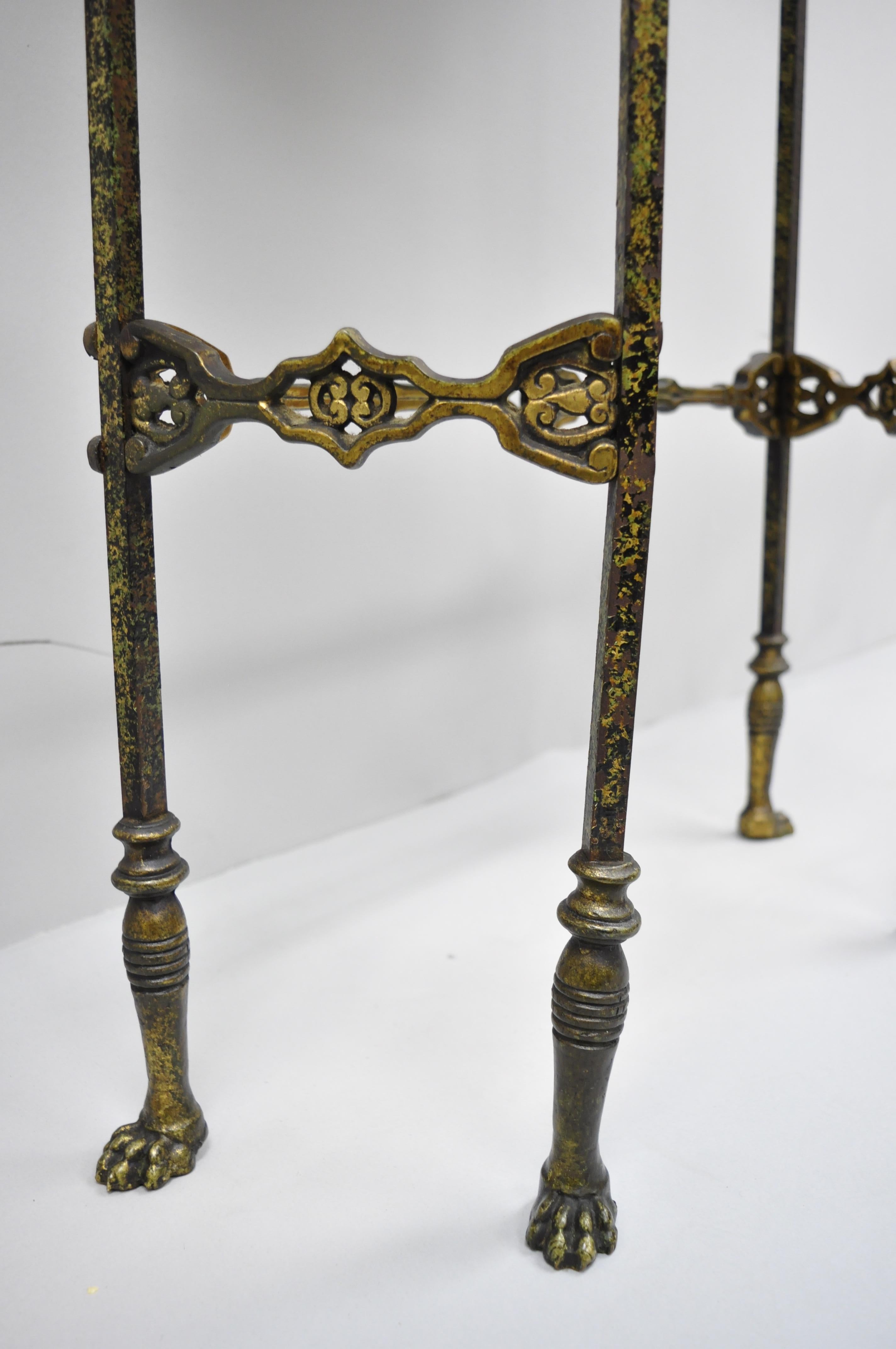 19th Century Figural Bronze and Iron Marble Telephone Stand Console Hall Table