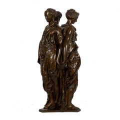 Sculpture figurative en bronze des "Trois Grâces" d'après Germain Pilon