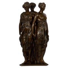 Sculpture figurative en bronze des "Trois Grâces" d'après Germain Pilon