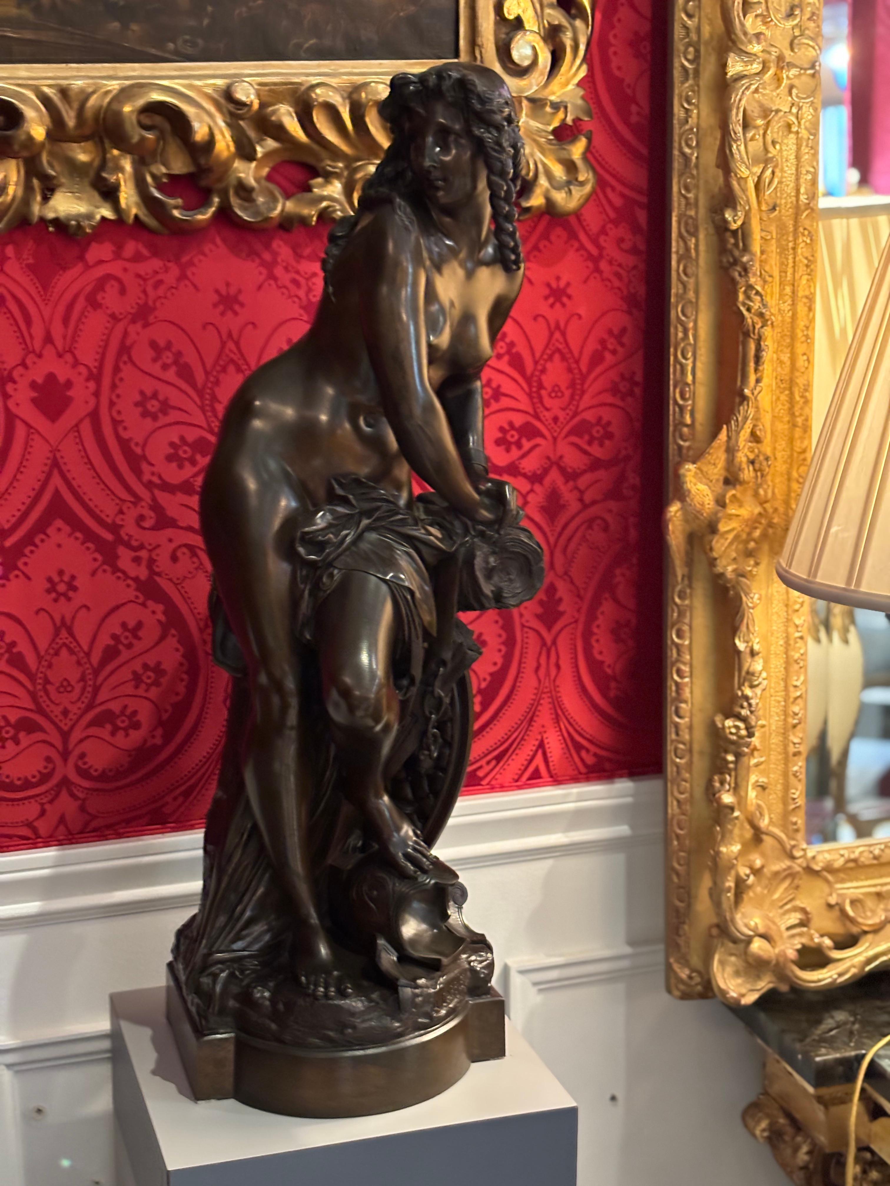Figural Bronze Statue Depicting L' Amazon Captive by A. Carrier Belleuse For Sale 2