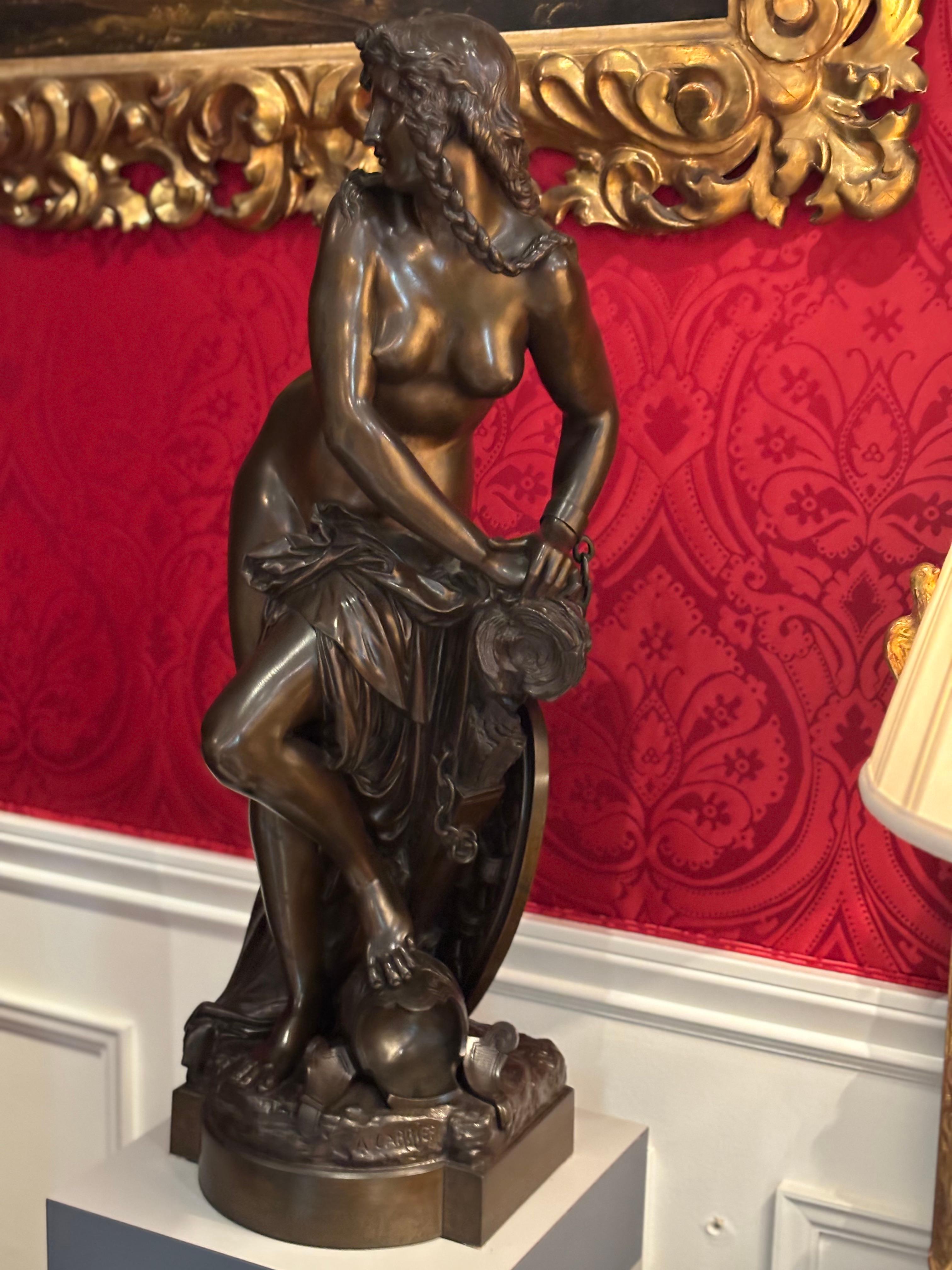 Figural Bronze Statue Depicting L' Amazon Captive by A. Carrier Belleuse For Sale 3