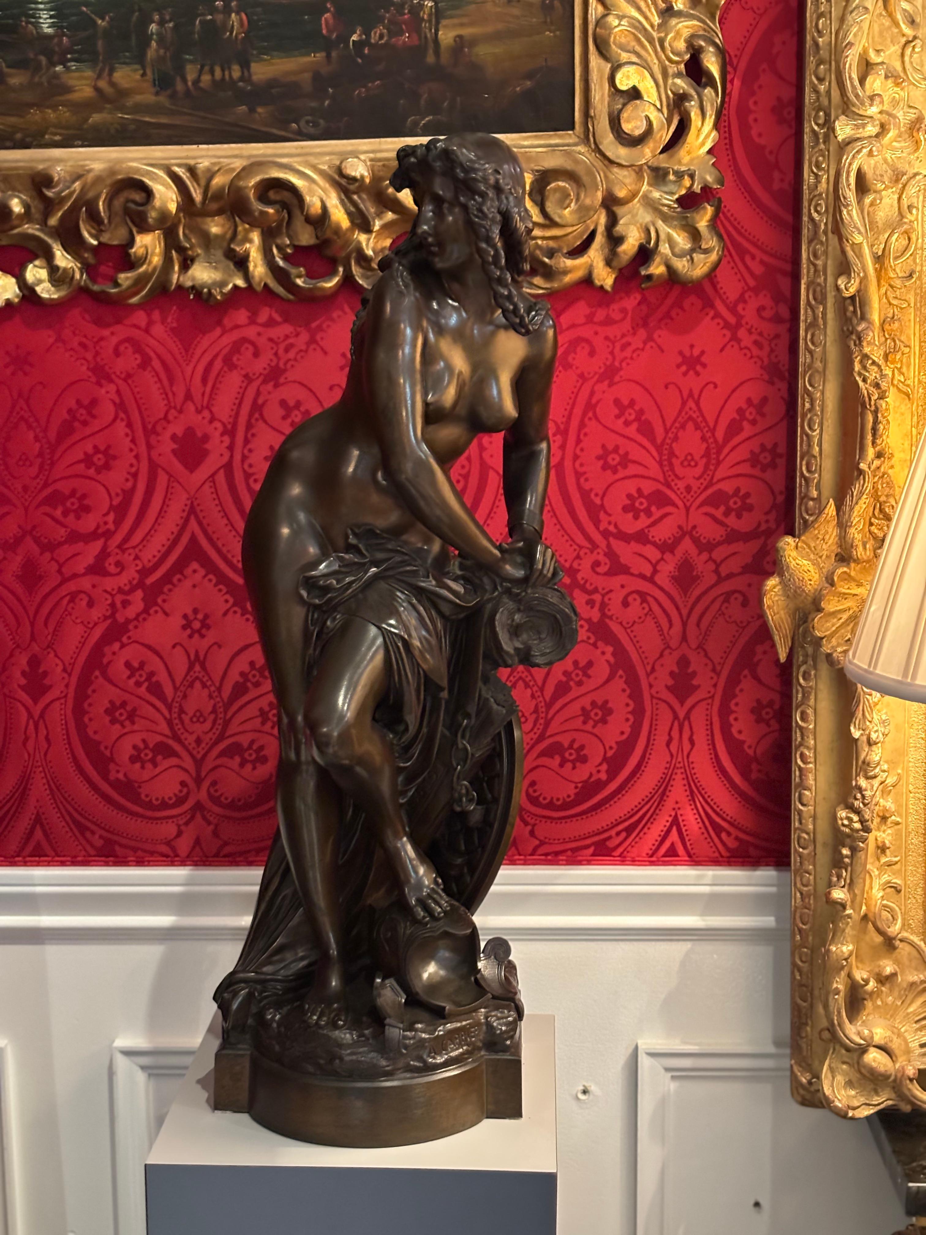 Figural Bronze Statue Depicting L' Amazon Captive by A. Carrier Belleuse For Sale 4