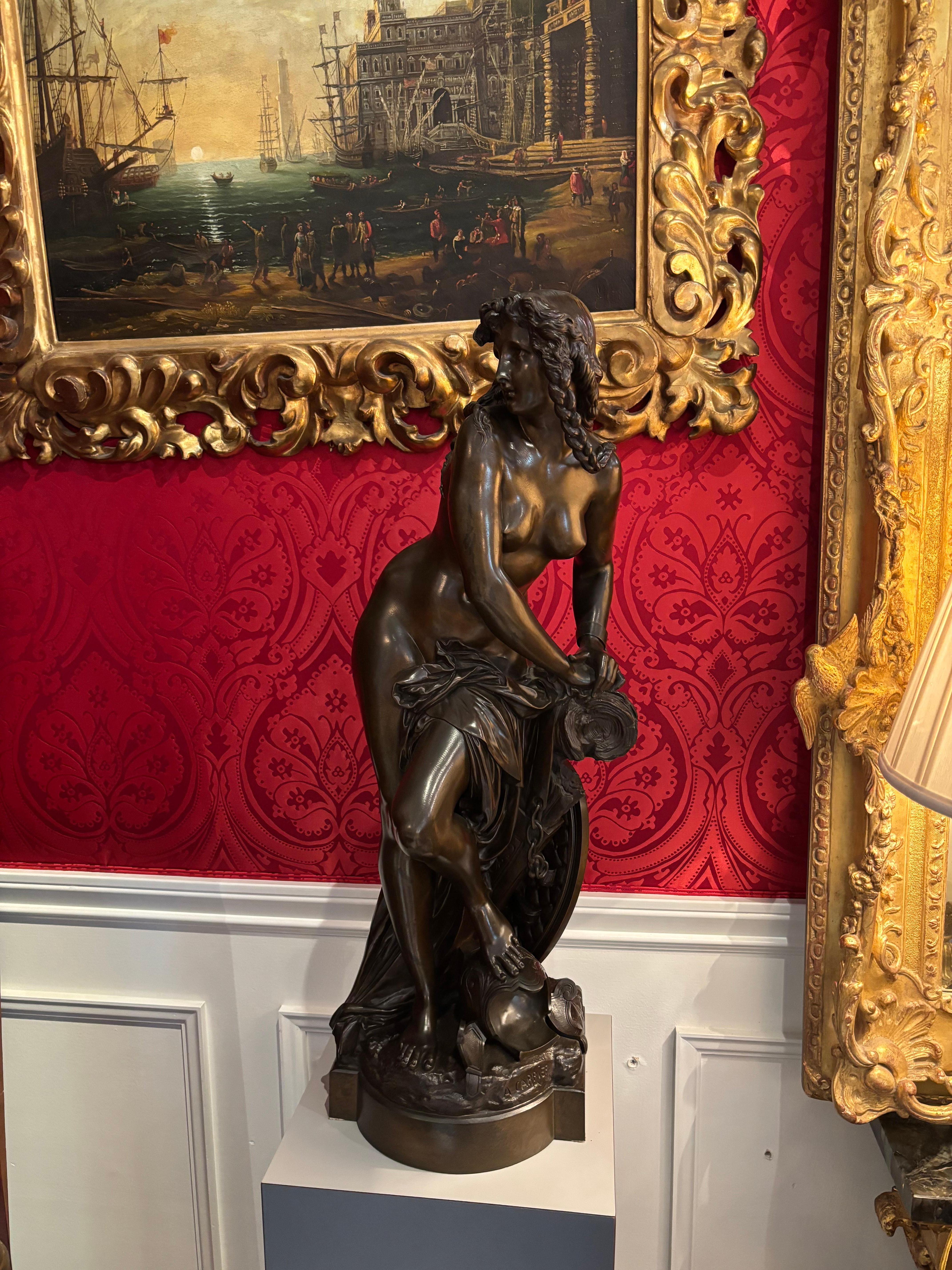 Figural Bronze Statue Depicting L' Amazon Captive by A. Carrier Belleuse For Sale 5