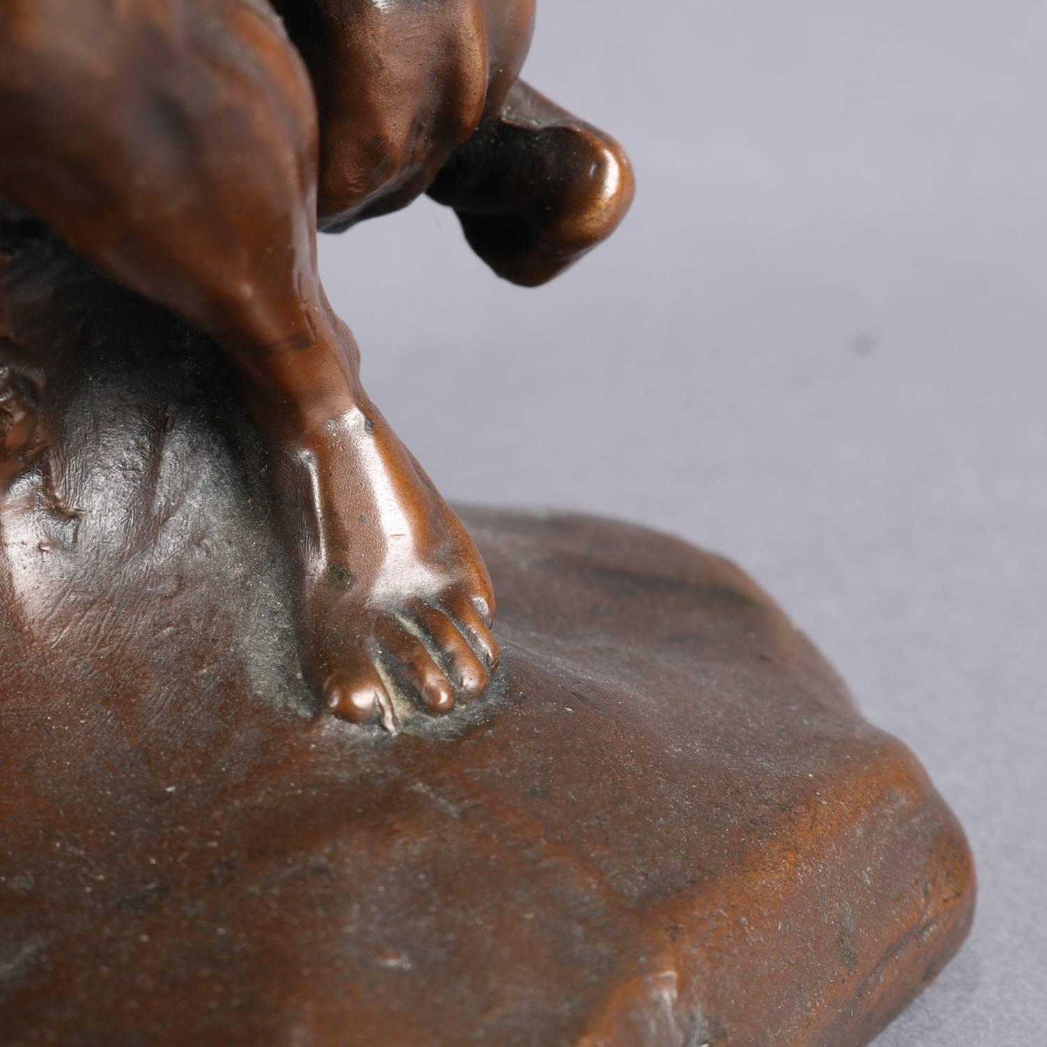 Figural Bronzed Native American Indian Sculpture Bookends Signed C. Vieth 10