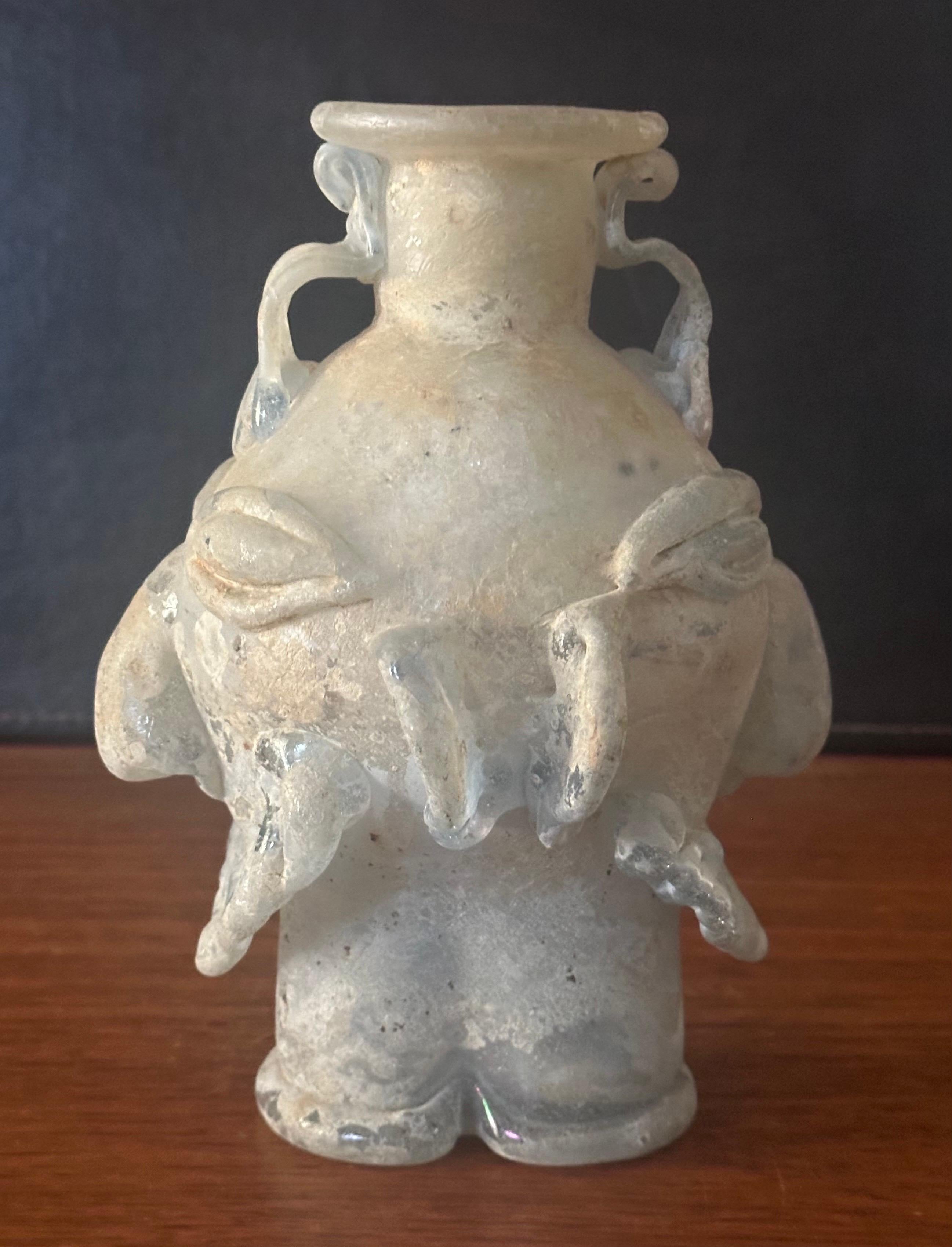 Figural Brutalist Art Glass Vase In Good Condition For Sale In San Diego, CA