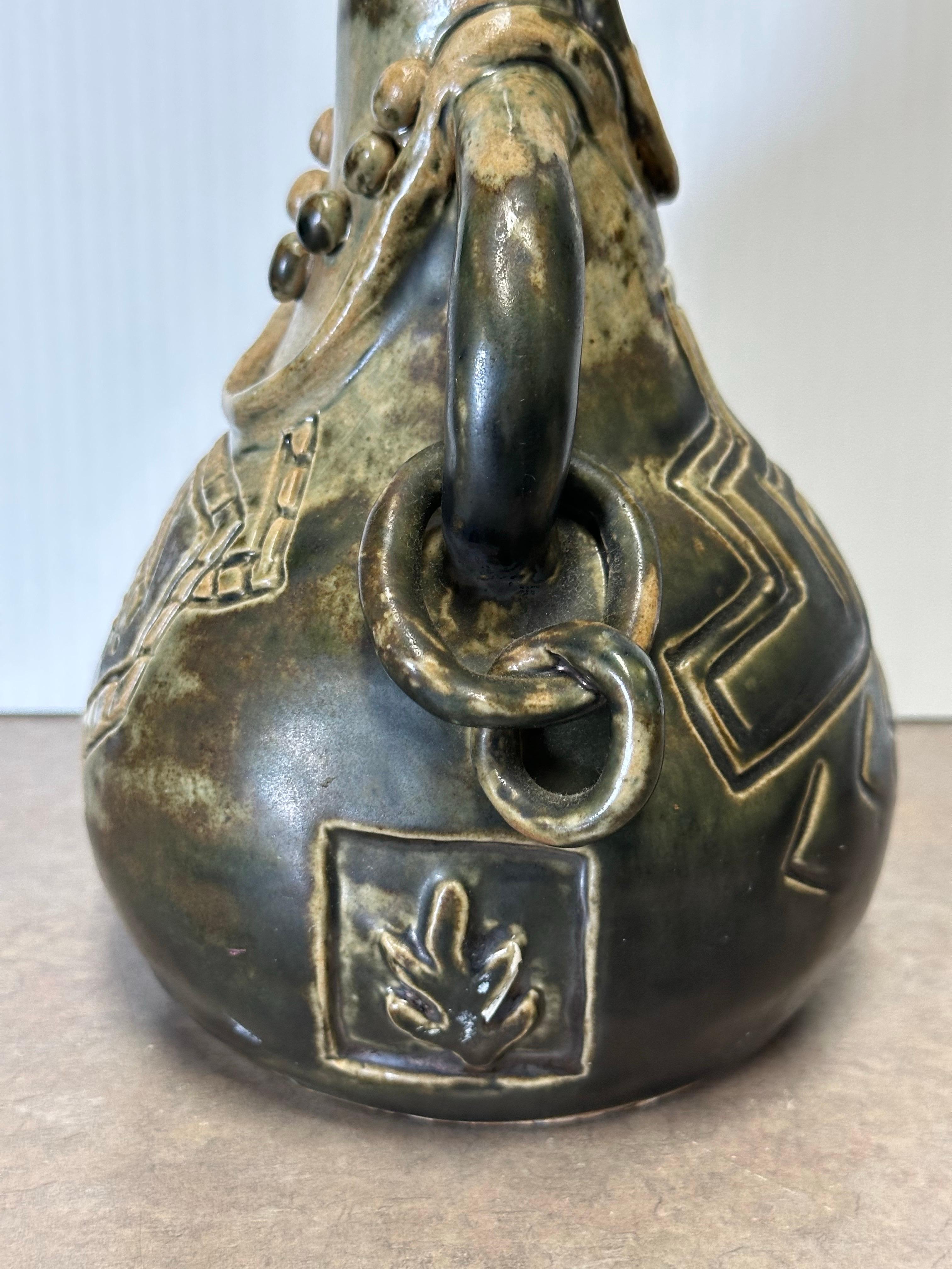 Figural Brutalist Stoneware Pottery Vase in the Style of Picasso For Sale 4