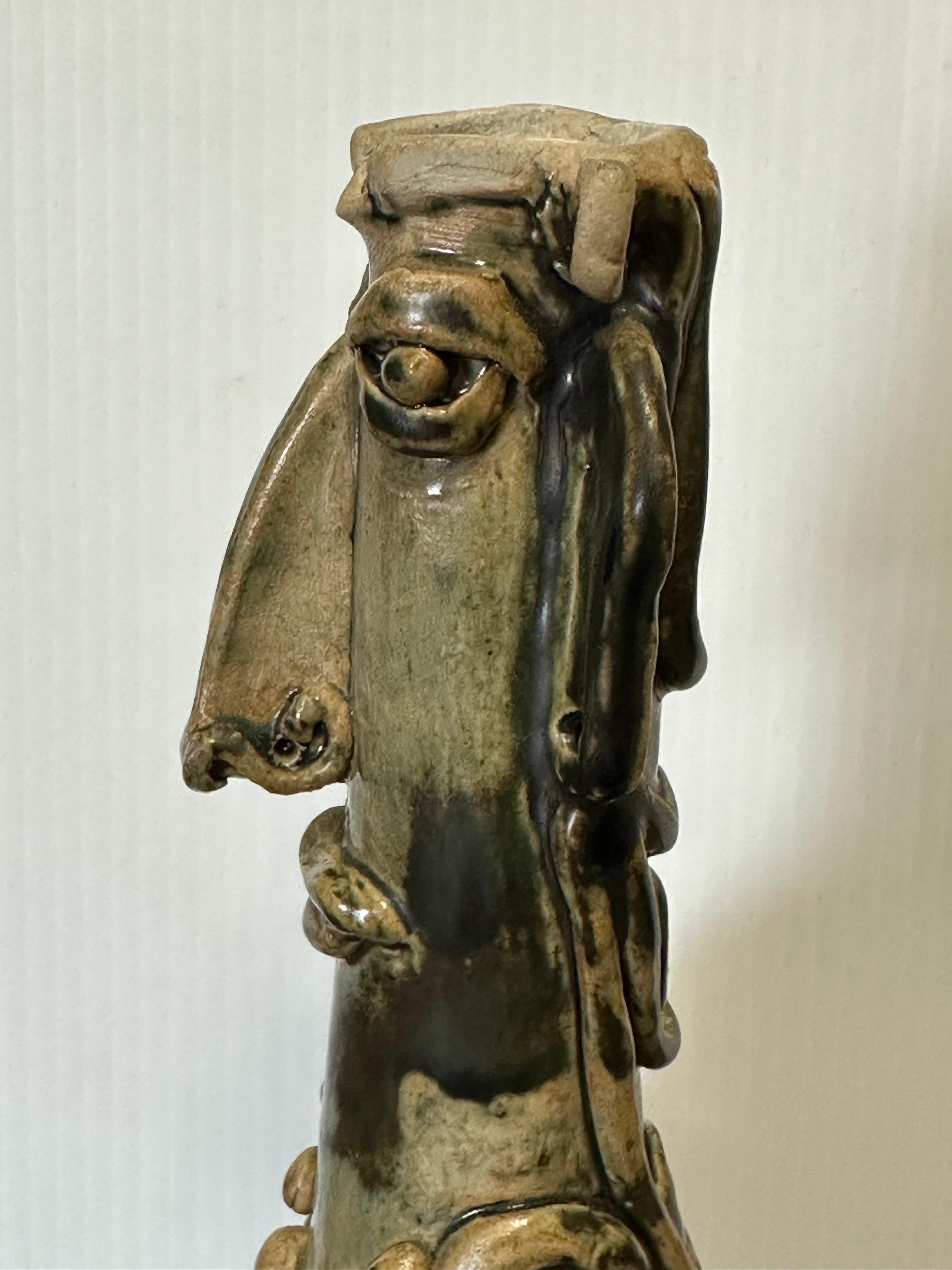 Figural Brutalist Stoneware Pottery Vase in the Style of Picasso For Sale 10