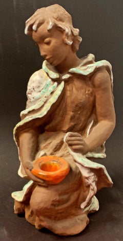 Candelabro figurado, encantadora escultura de cerámica de los años 50 con candelabro