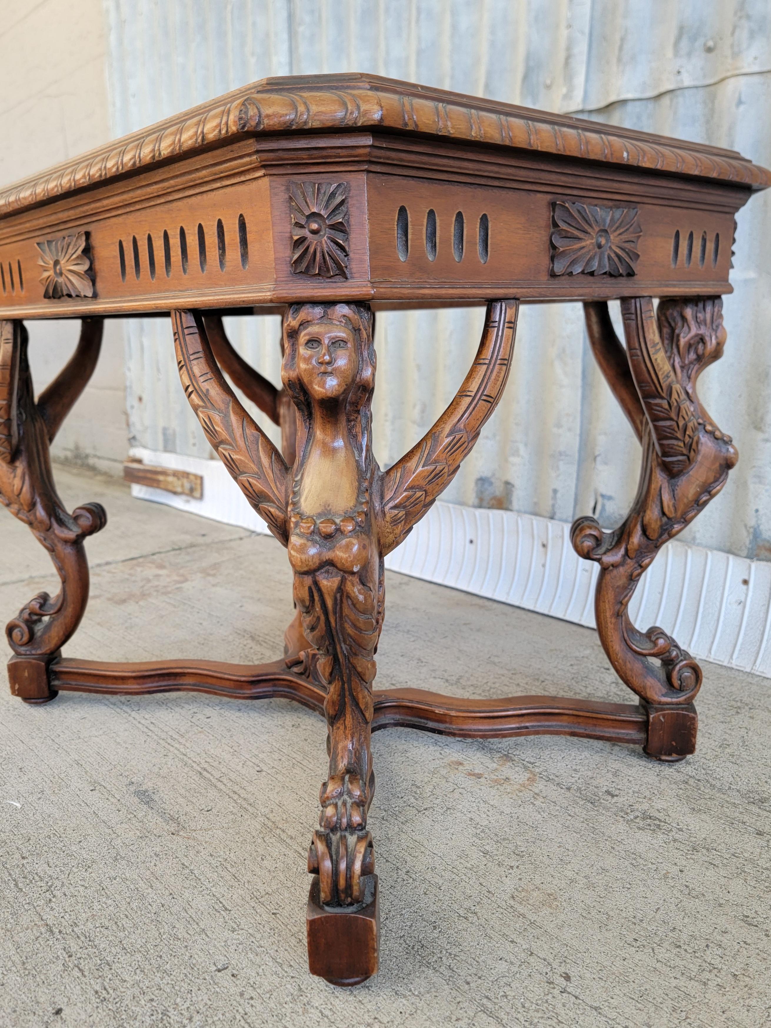 Italian Figural Carved Marble Top Side Table C. 1930's For Sale