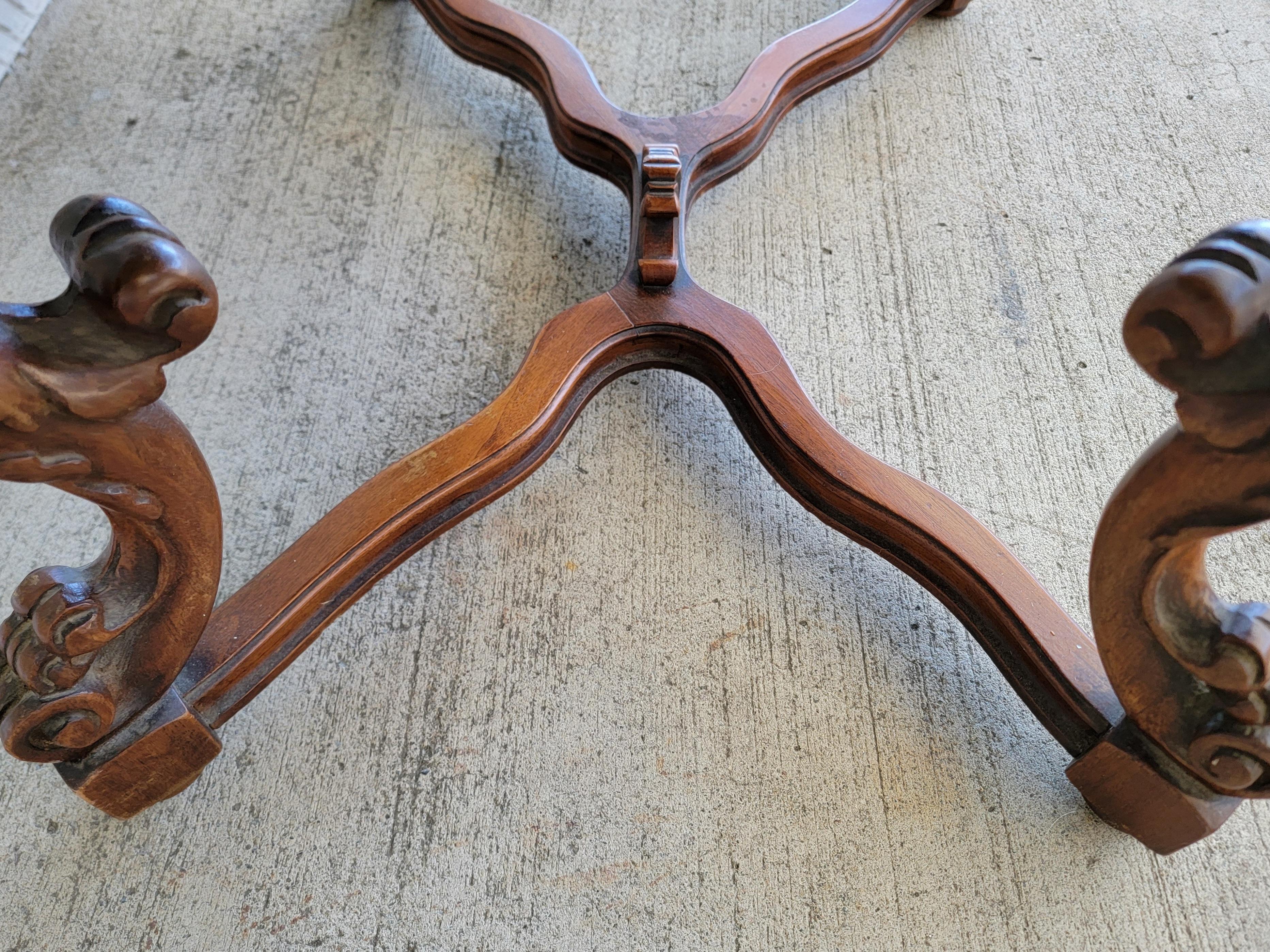Figural Carved Marble Top Side Table C. 1930's For Sale 2