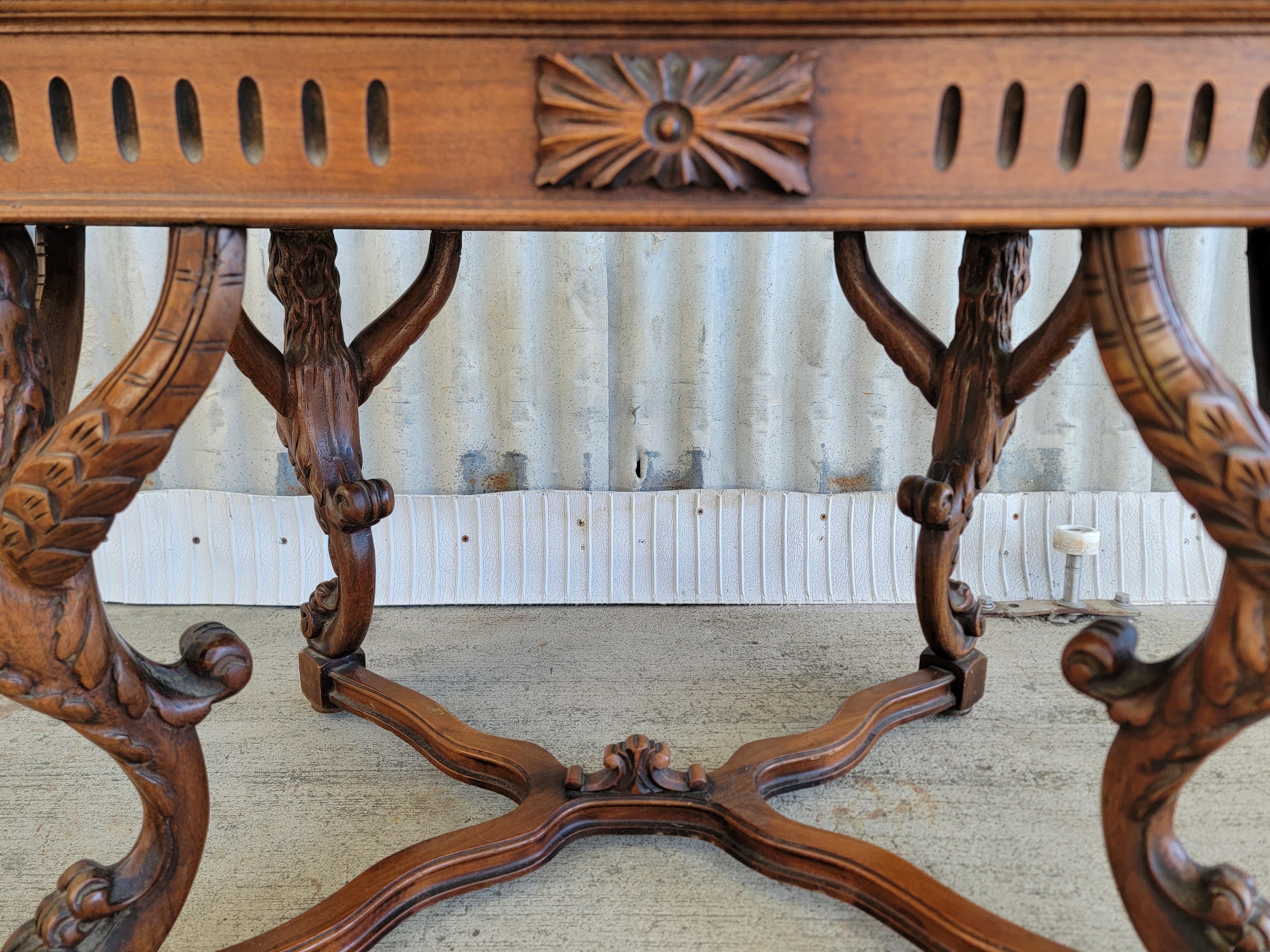 Figural Carved Marble Top Side Table C. 1930's For Sale 3