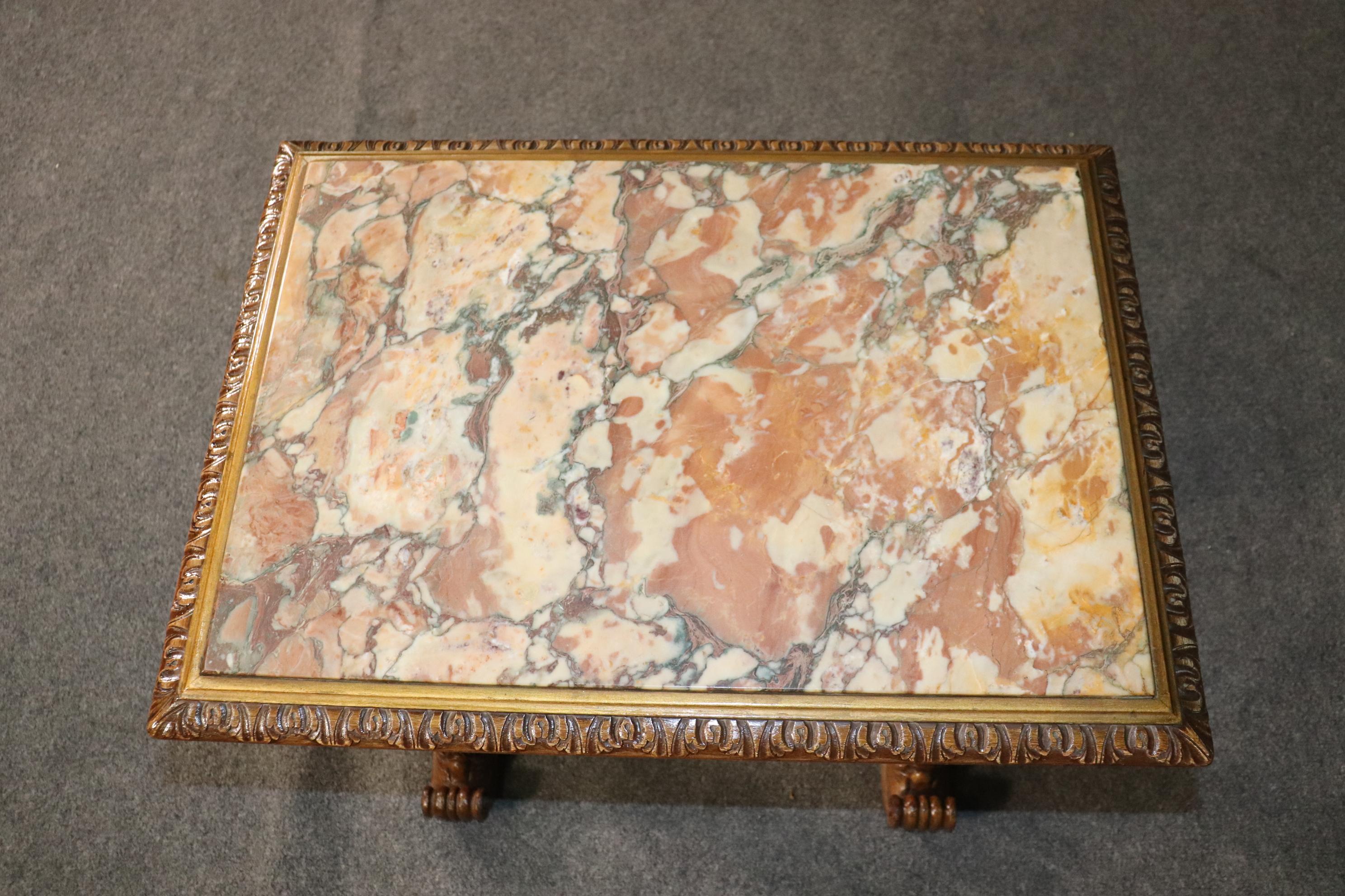 Figural Carved Walnut Marble Top Putti Cherub Cooffee Table Cuirca, 1920 2