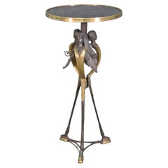 Antique Figural Cast Bronze and Brass Tripodial Candle Stand Greeting Card Holder