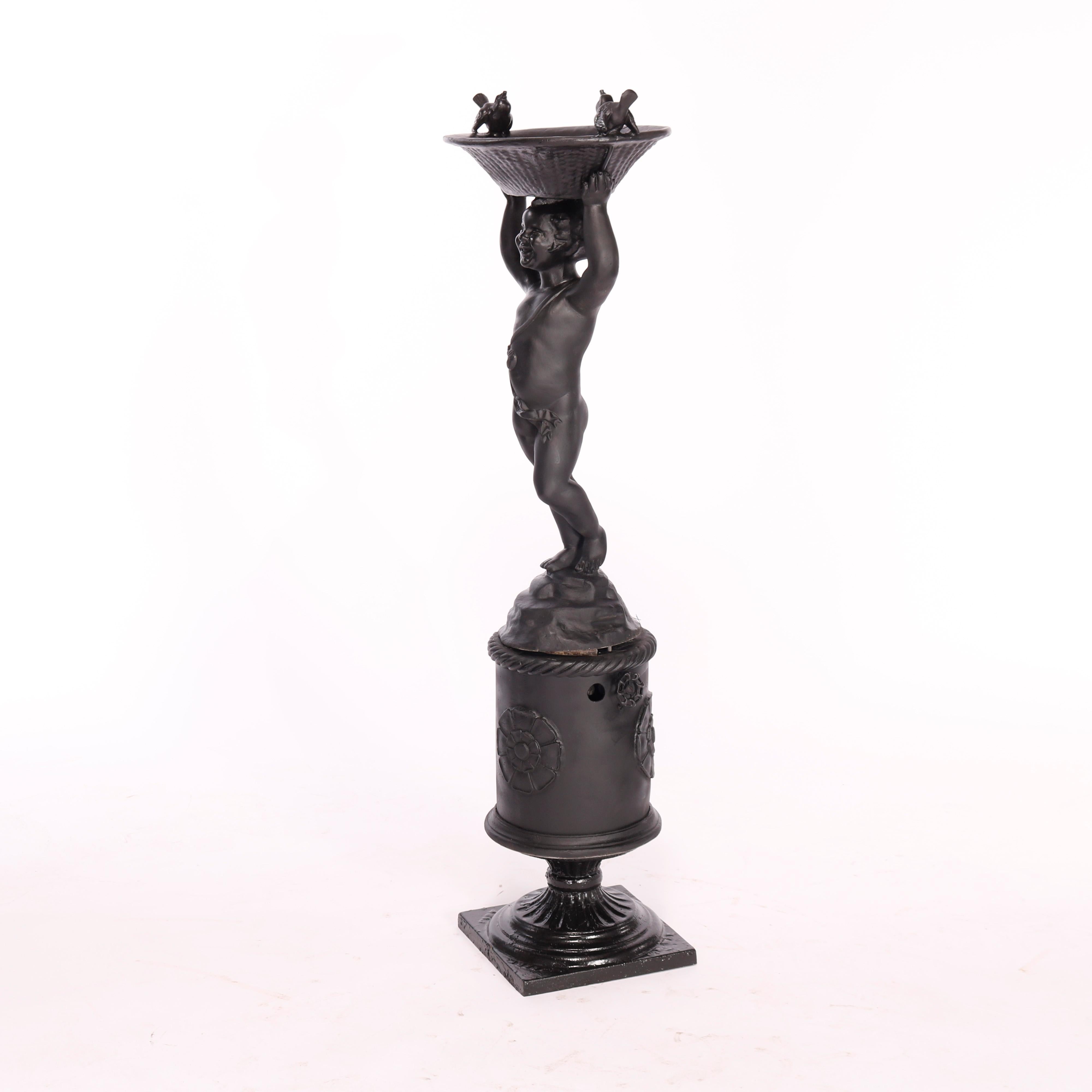 20th Century Figural Cast Iron Cherub Classical Garden Fountain or Planter 20th C