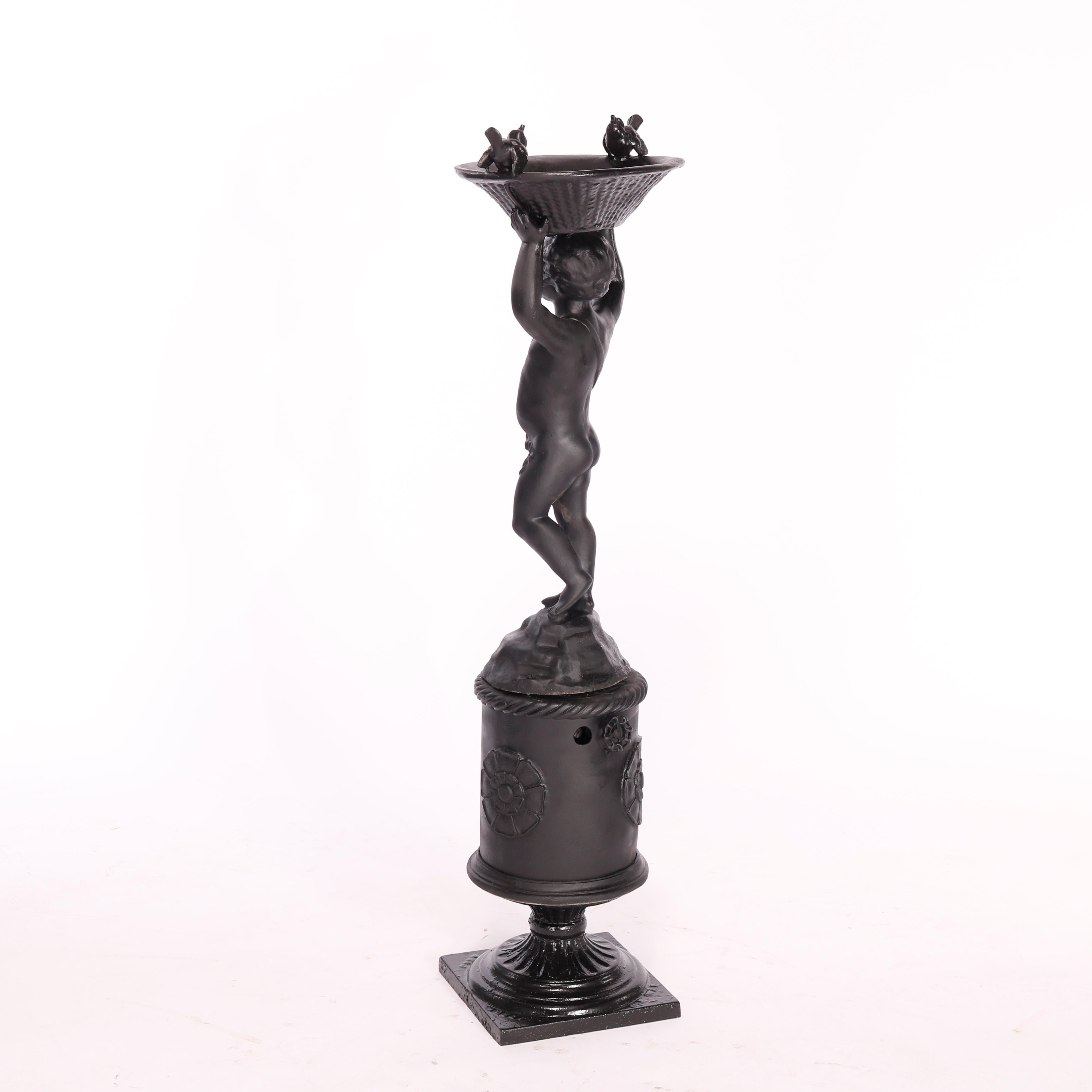 Figural Cast Iron Cherub Classical Garden Fountain or Planter 20th C 1