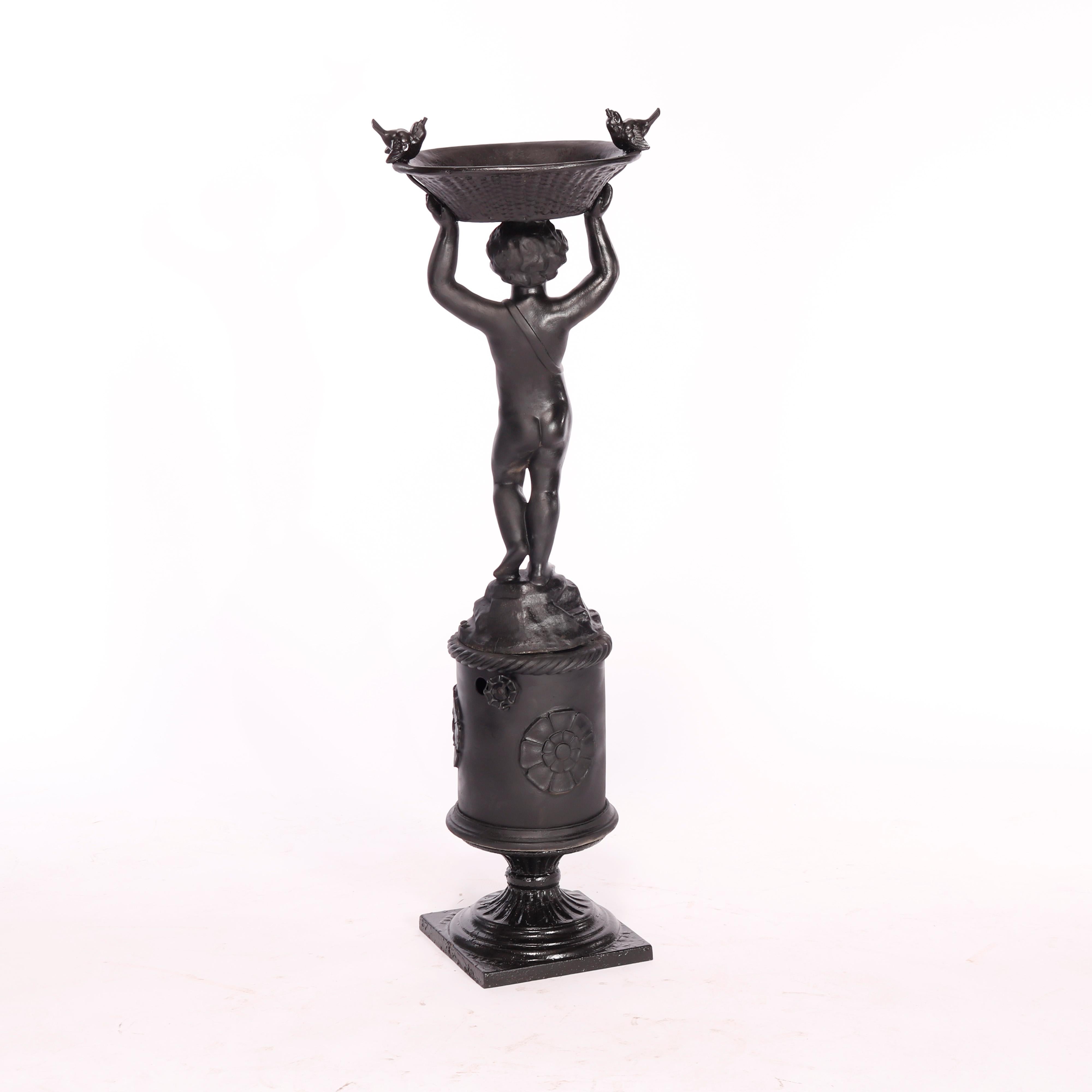 Figural Cast Iron Cherub Classical Garden Fountain or Planter 20th C 2