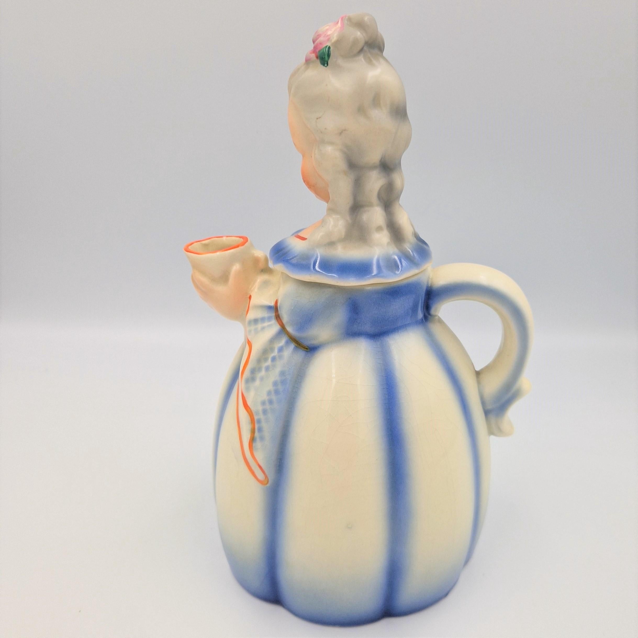 Hand-Painted Figural ceramic coffee pot. 1920 - 1930 For Sale