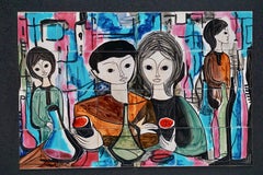 Figurale Wandtafel aus Keramik von Jean De Lespinasse, 1950er Jahre
