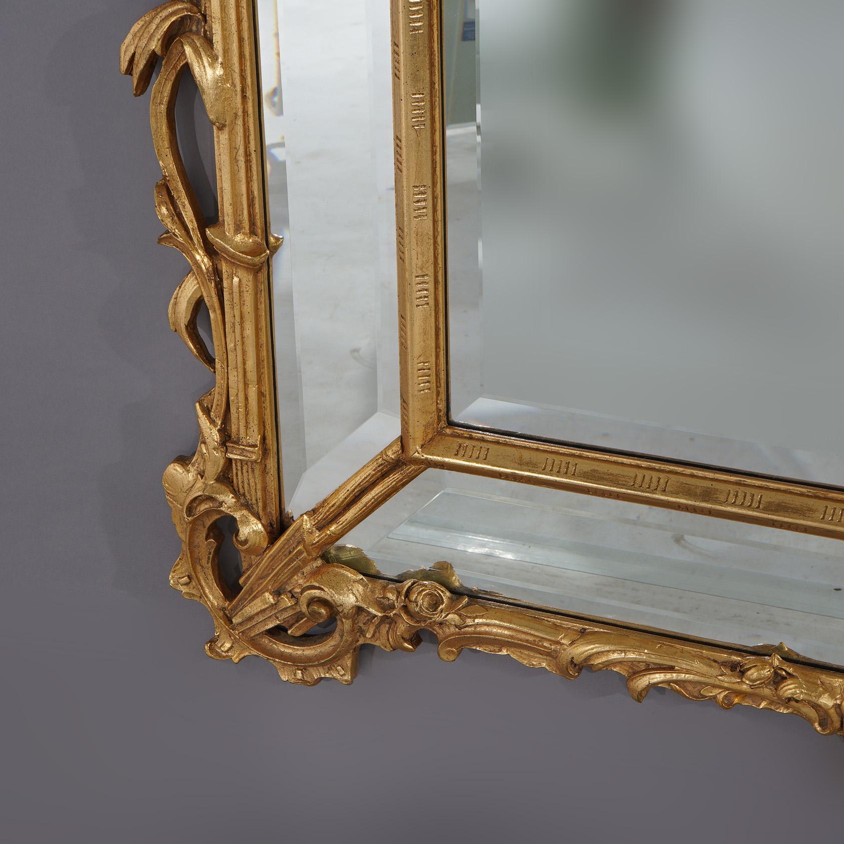 Figural Chinese Chippendale Parclose Giltwood Wall Mirror with Phoenix 20th C For Sale 5