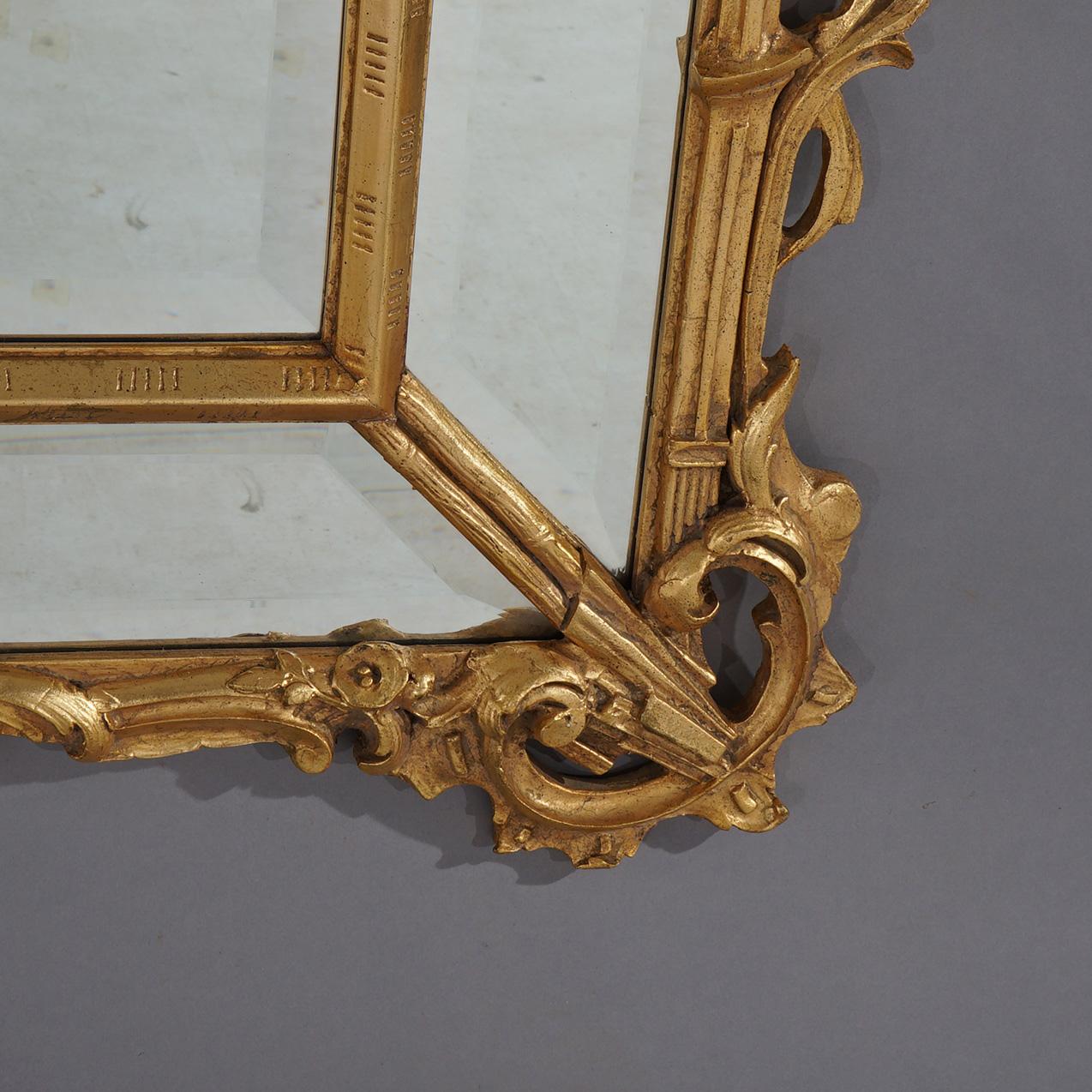 Figural Chinese Chippendale Parclose Giltwood Wall Mirror with Phoenix 20th C 8