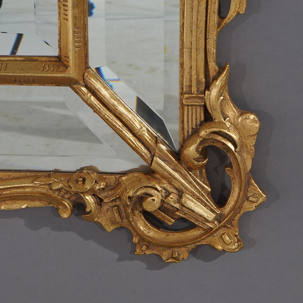 Figural Chinese Chippendale Parclose Giltwood Wall Mirror with Phoenix 20th C In Good Condition For Sale In Big Flats, NY