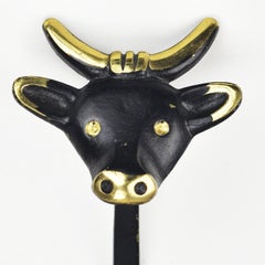 Figural Cow / Bull Coat Hook Walter Bosse Cast Brass / Bronze Mid Century Modern