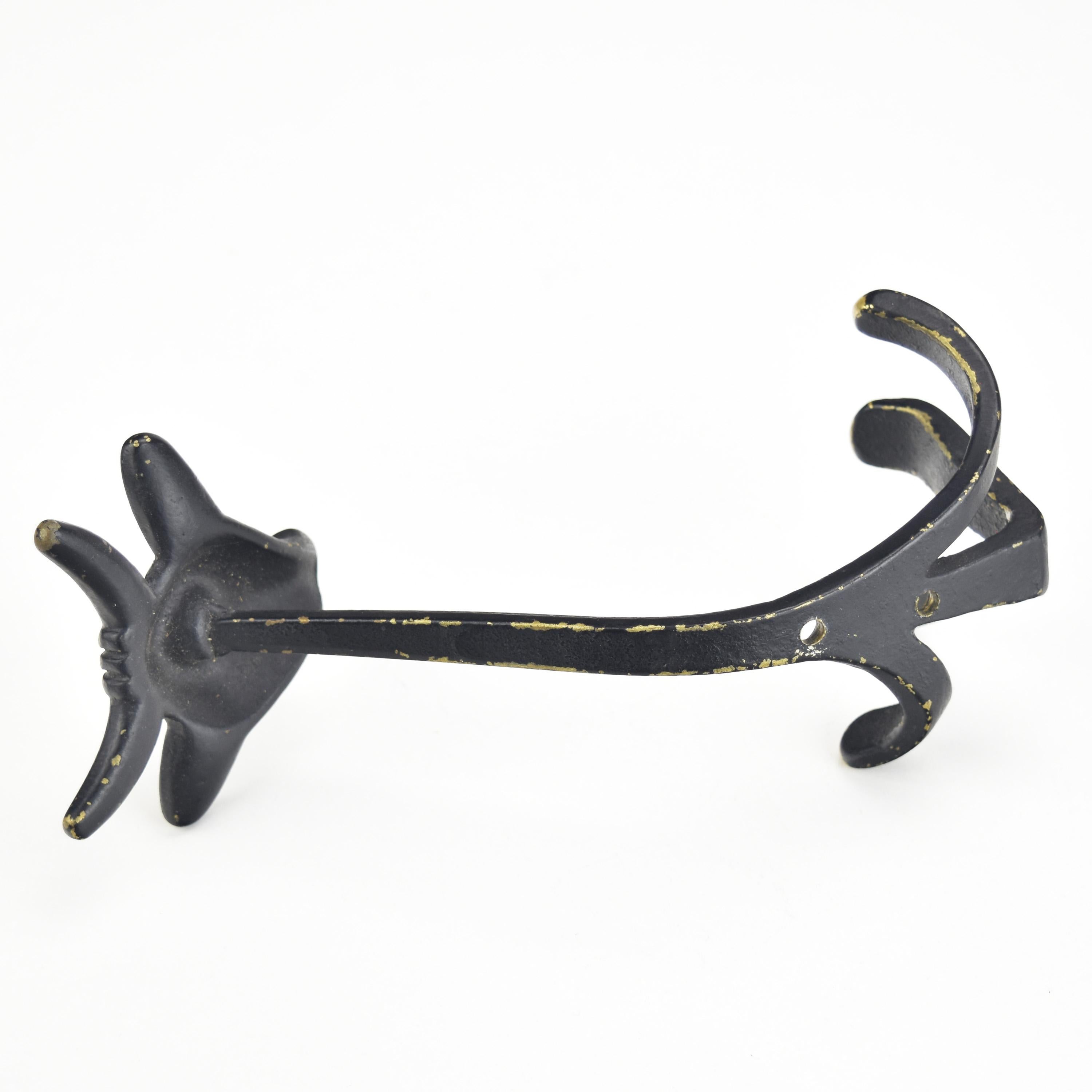 Mid-Century Modern Figural Cow / Bull Coat Hook Walter Bosse Cast Brass / Bronze Mid Century Modern For Sale