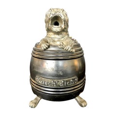 Figural Dog in a Barrel Cigar Cutter, Bulldog, Part of a Large Collection