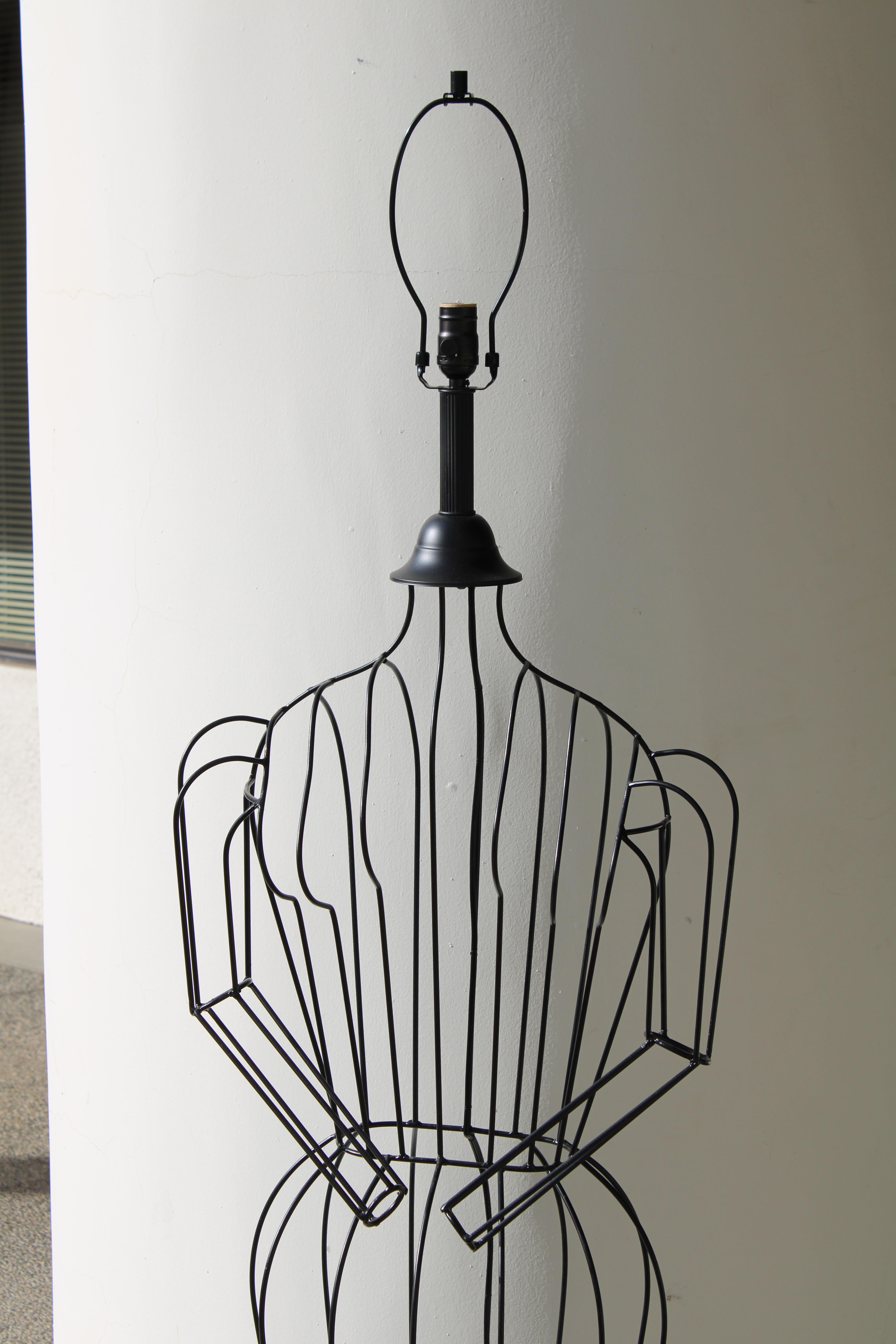 Women's dress form figural floor lamp. Lamp measures 19.5