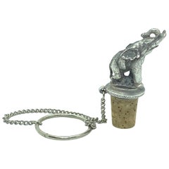 Figural Elephant Metal Bottle Stopper Topper Barware, German, 1920s