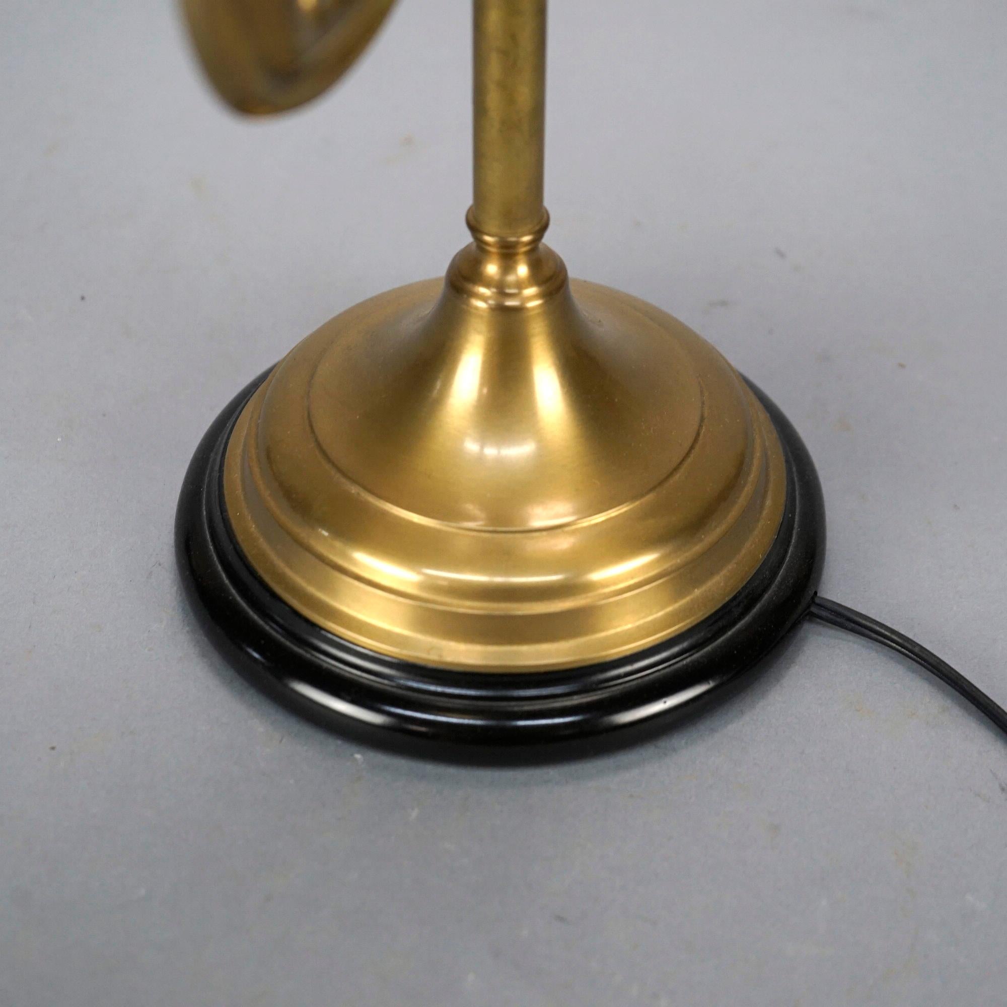 Figural Empire Style Ebonized & Brass French Horn Bouillotte Desk Lamp 20th C 7