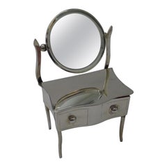Boîte à bijoux figurative anglaise en argent sterling - Coiffeuse avec miroir