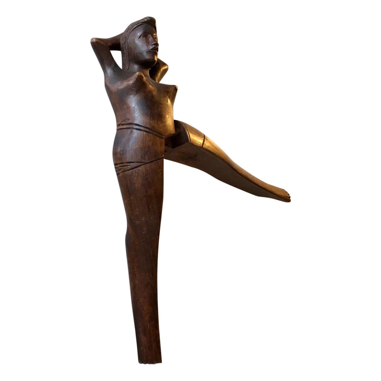 Figural Erotic Nutcracker Hand Carved in Oak, 1940s For Sale