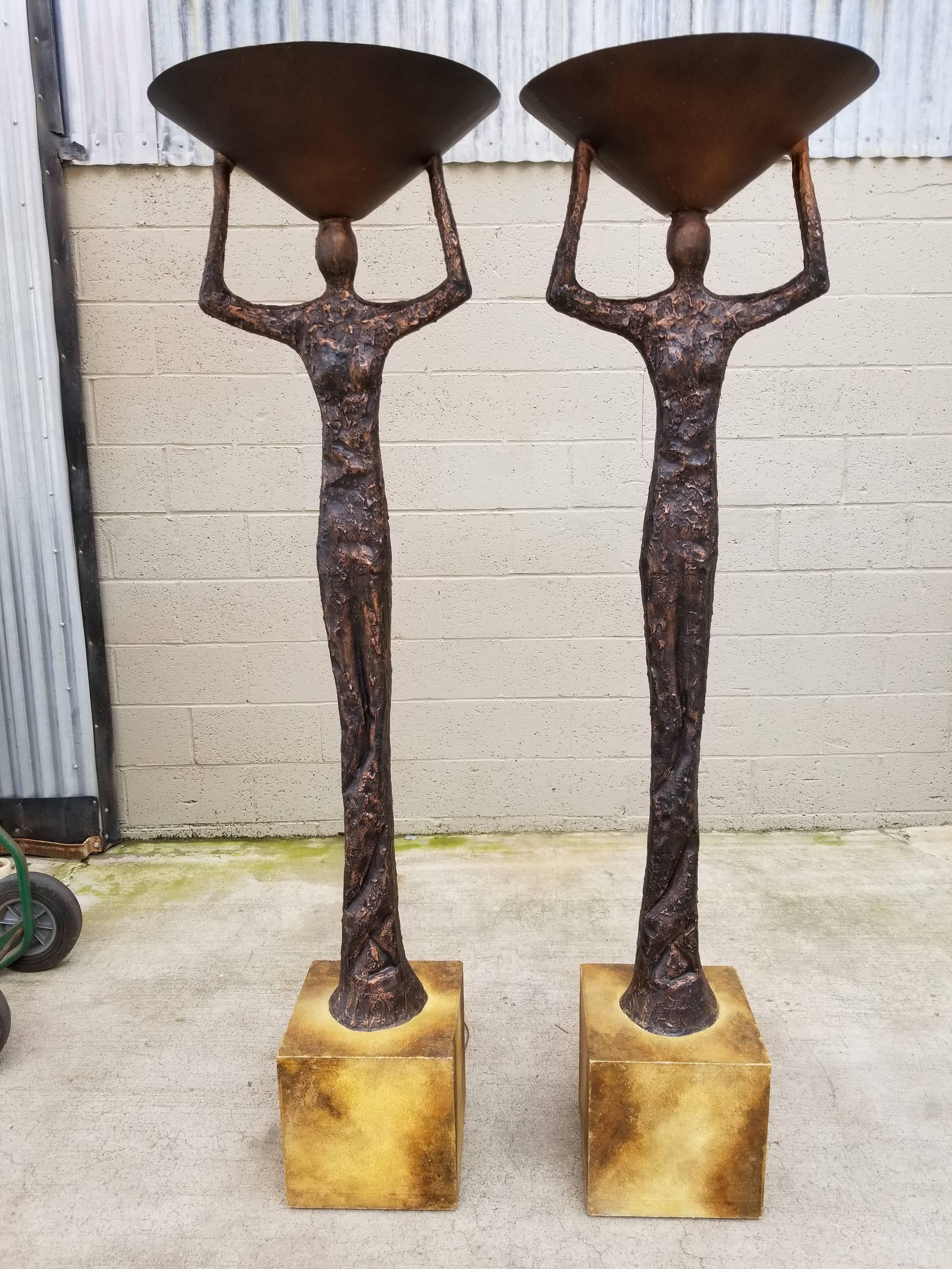 Brutalist Floor Lamps in the Manner of Alberto Giacometti For Sale 11