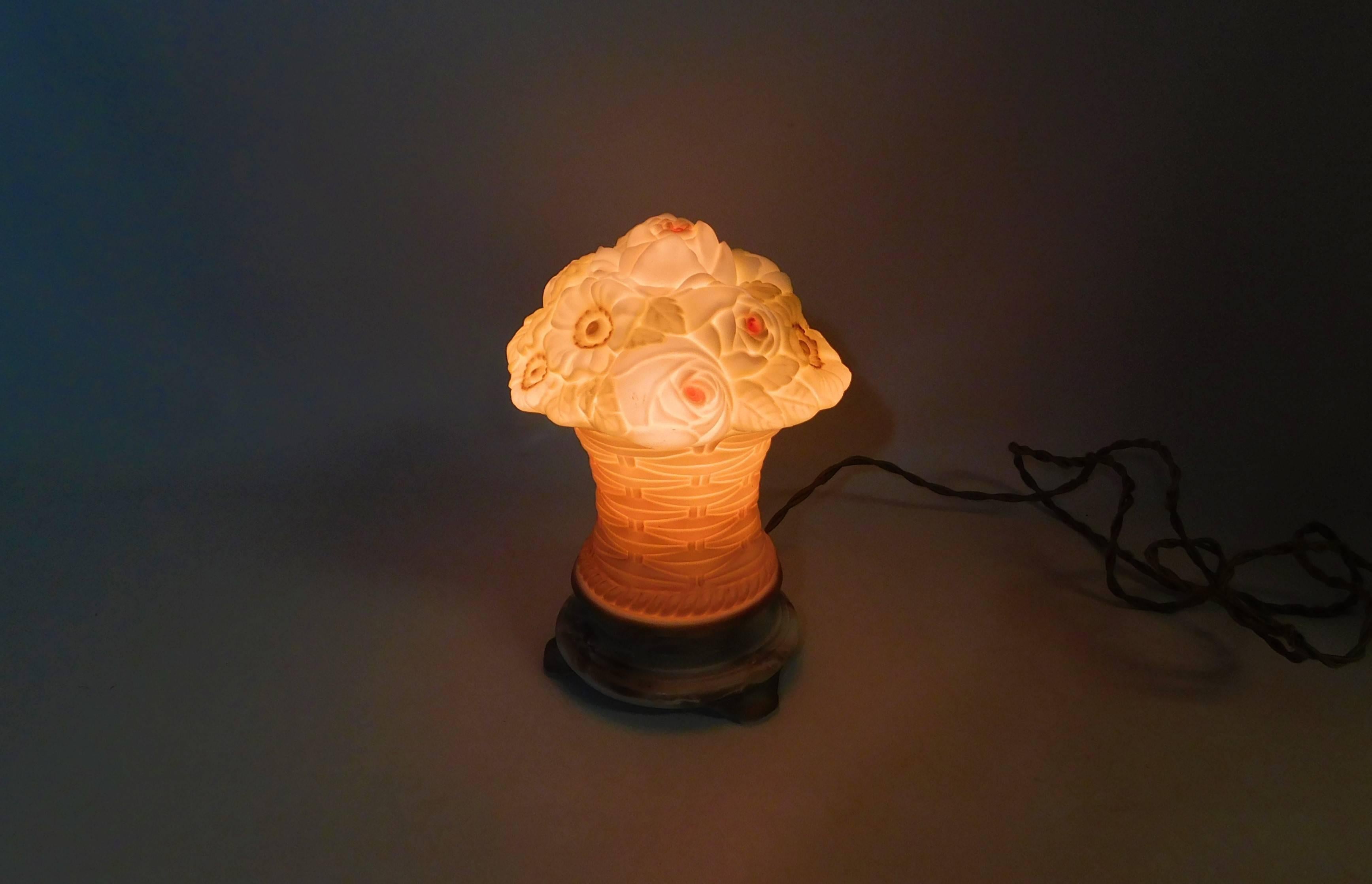 Art Glass Czech Art Deco Table Lamp For Sale