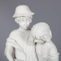 Figural French Garden Fountain with Seaside Courting Couple Sculpture