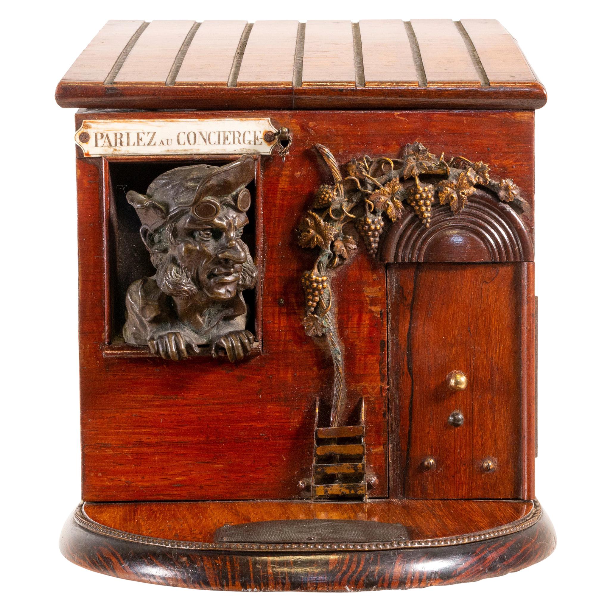 Figural French Rosewood Cigar Box, circa 1880