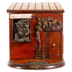 Antique Figural French Rosewood Cigar Box, circa 1880