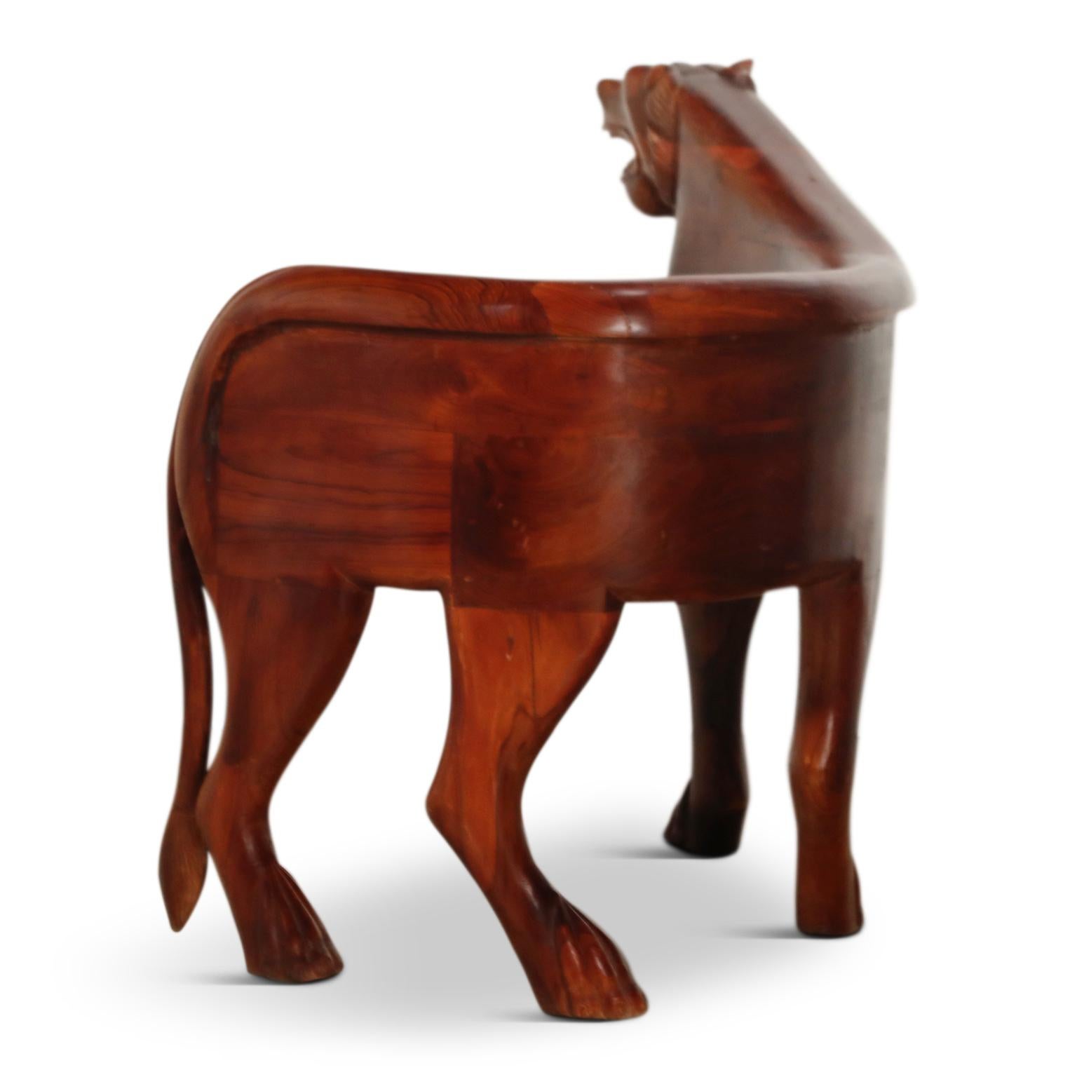 Figural Full Body Carved Teak Wood Lioness Club Chairs, Pair 3