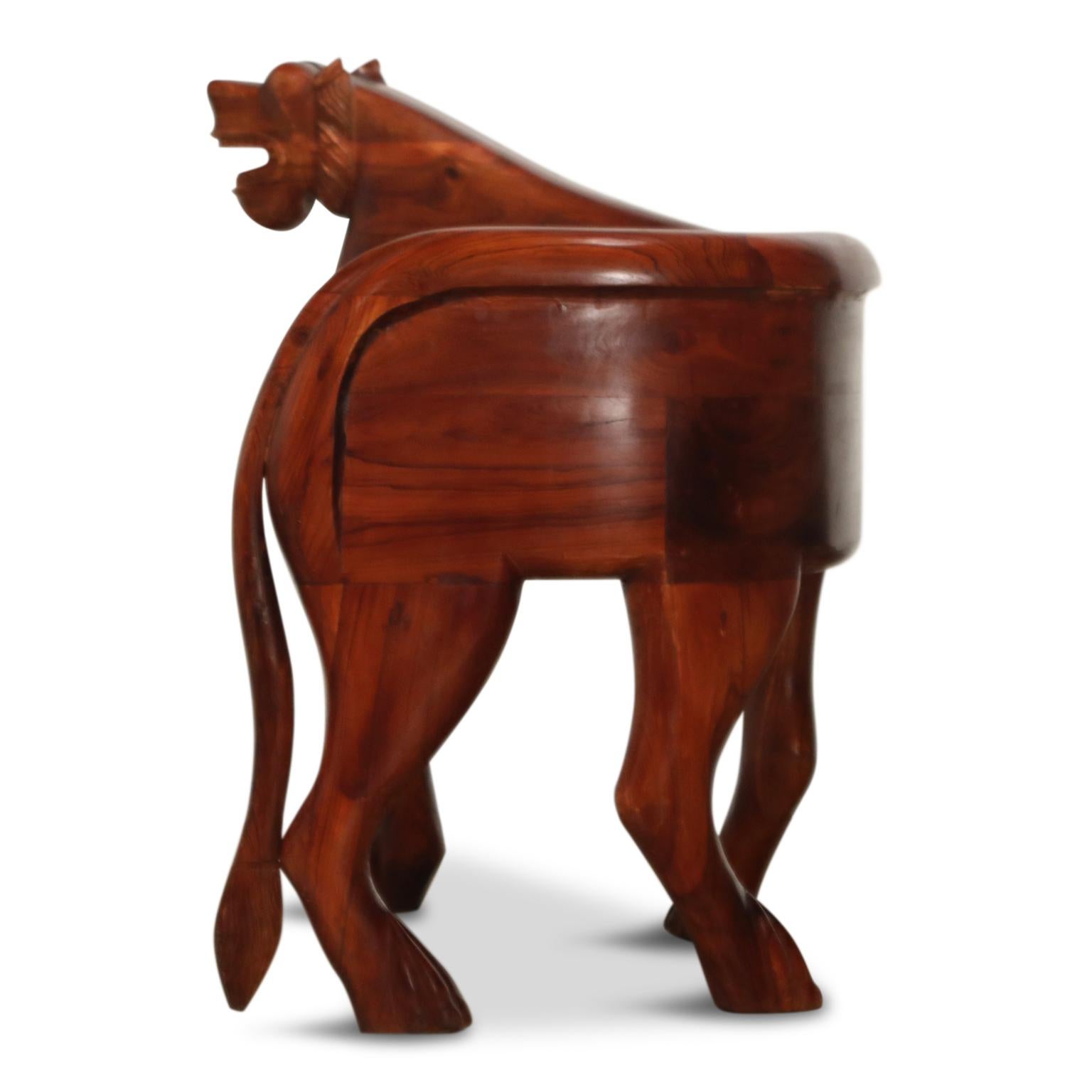 Figural Full Body Carved Teak Wood Lioness Club Chairs, Pair 4