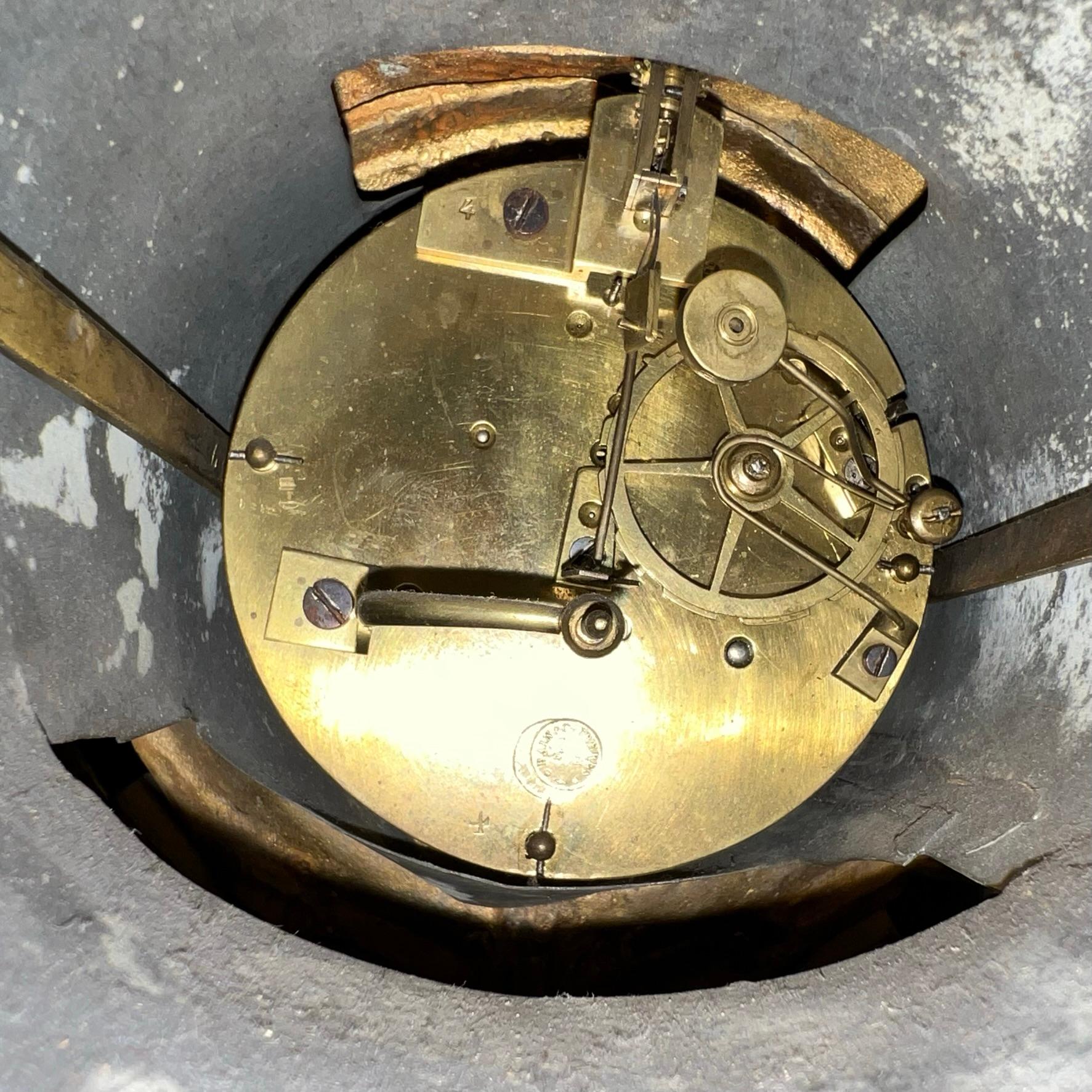 Figural Gilt Bronze Mantel Clock by Raingo Freres For Sale 3