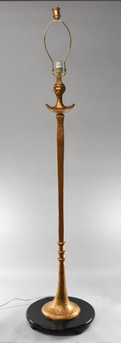 Figural Gold Cast Iron Base Floor Lamp Style of Alberto Giacometti