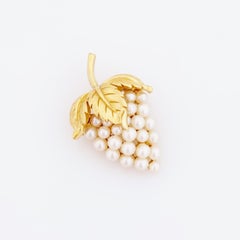 Figural Grapes Brooch With Pearls By Crown Trifari, 1960s