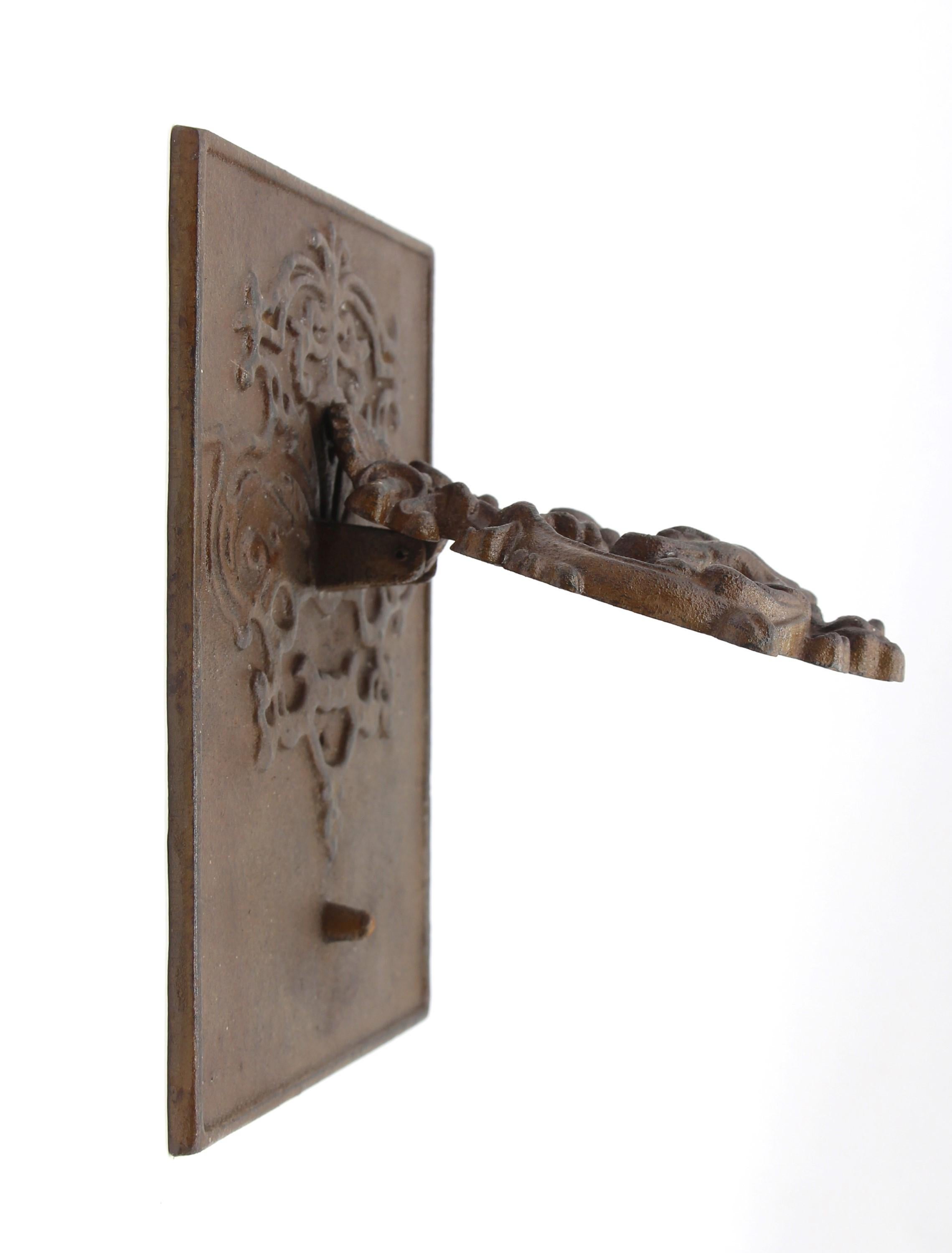 Figural Griffin Rectangular Cast Iron Ornate Door Knocker For Sale 3