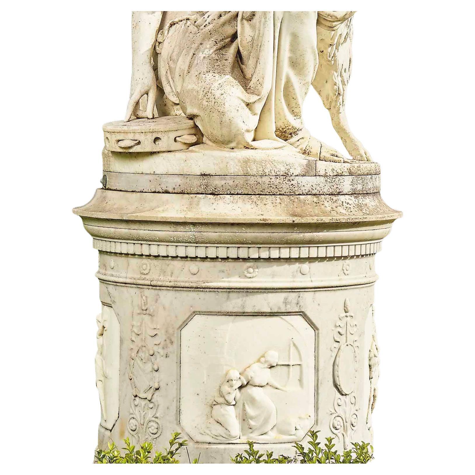 ITEM: FIGURAL GROUP OF ESMERALDA AND THE GOAT, ON PEDESTAL
AUTHOR: ANTONIO ROSSETTI
MATERIAL: WHITE MARBLE
ORIGIN: ROME, ITALY
PERIOD: MID-19TH CENTURY
Dimensions:
The sculpture: 39 ½ in. (100 cm.) high;
The pedestal: 32 in. (81.5 cm.)