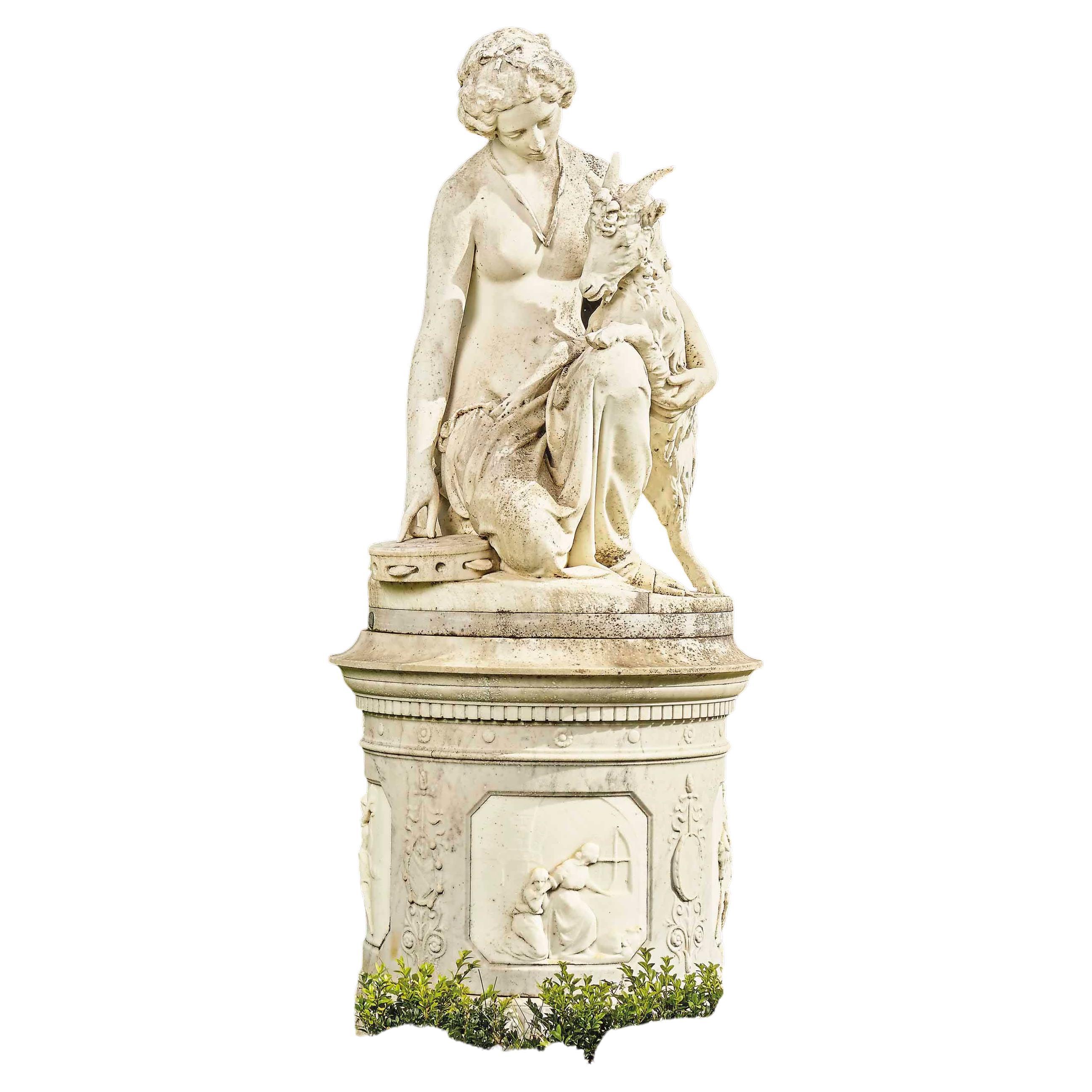 Figural Group of Esmeralda and the Goat on Pedestal, Mid-19th Century