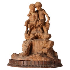 Figural Group of Fauns in a Naturalistic Setting, 19th Century French