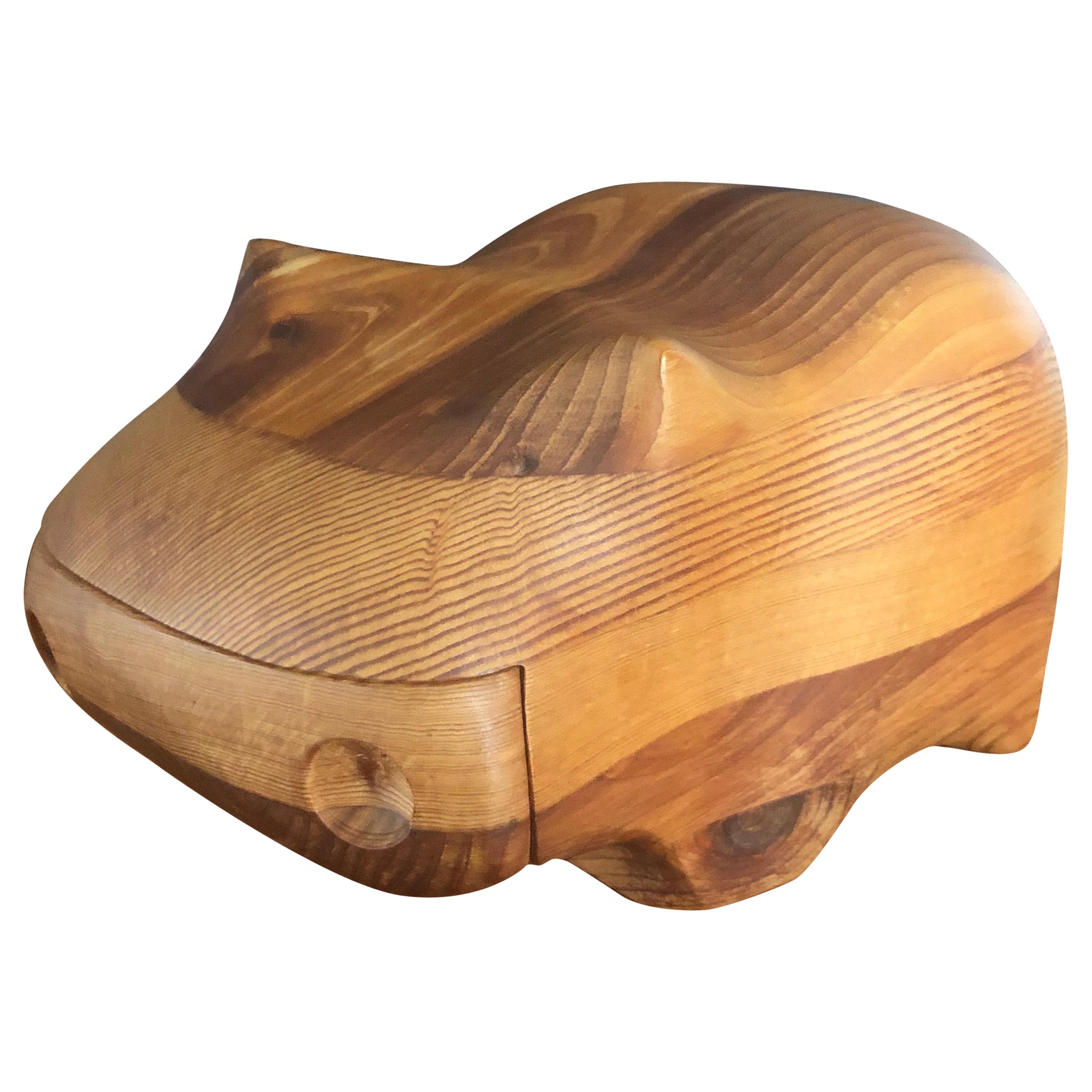 Figural Hippopotamus Cedar and Pine Trinket Box by Deborah D Bump