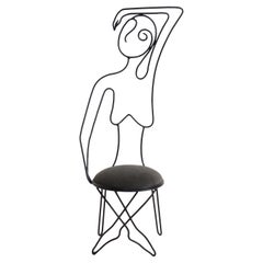 Figural Iron High Back Chair, 1980s