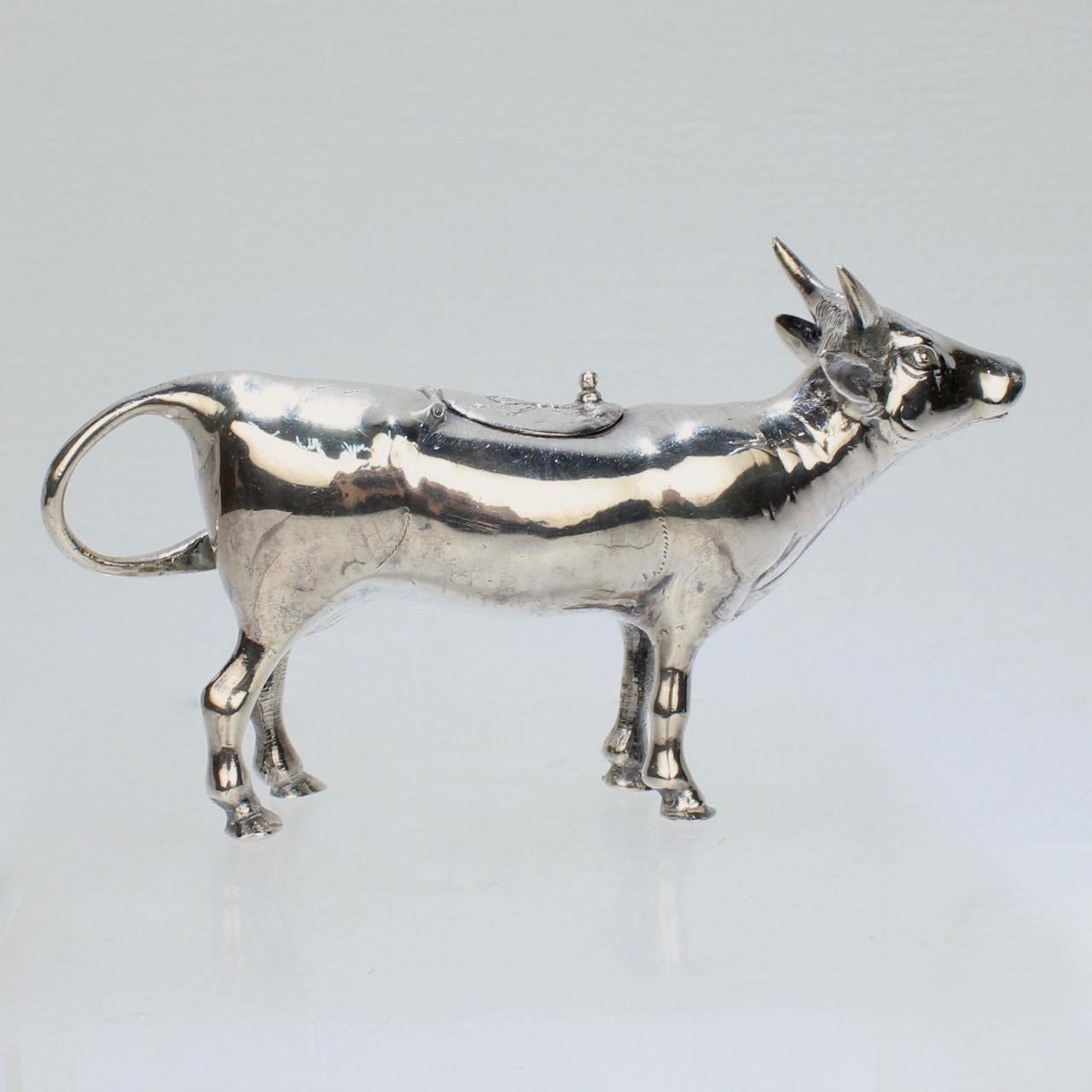 Figural Israel & Sohn Ltd. Sterling Silber Kuh Milchkännchen oder Milchkrug im Angebot 3